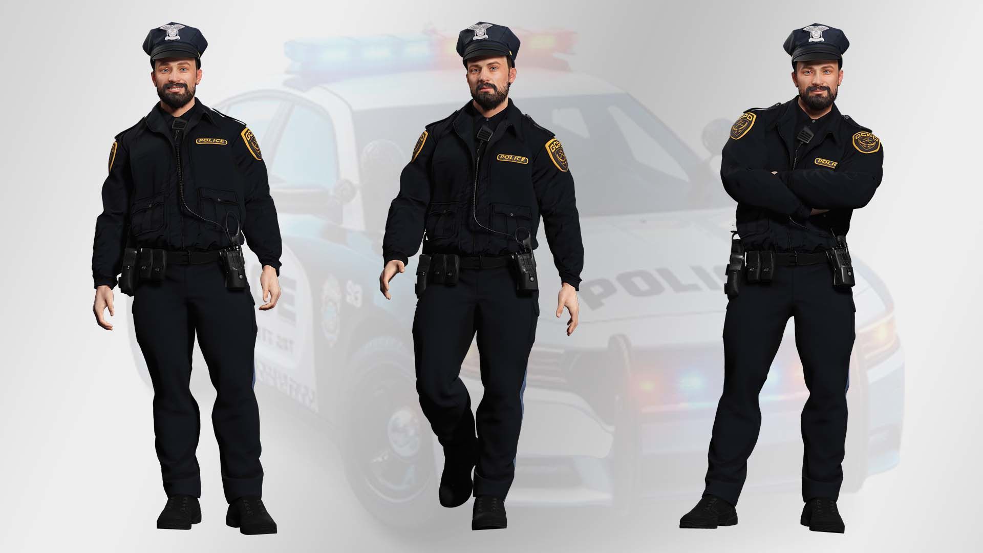 Realistic 3D Police Officer Model Low-poly 3D model_1