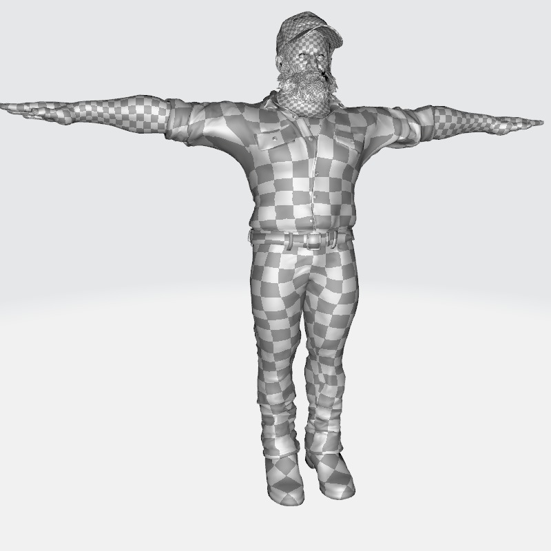 Realistic Man Bearded Lumberjack Low-poly 3D model_14