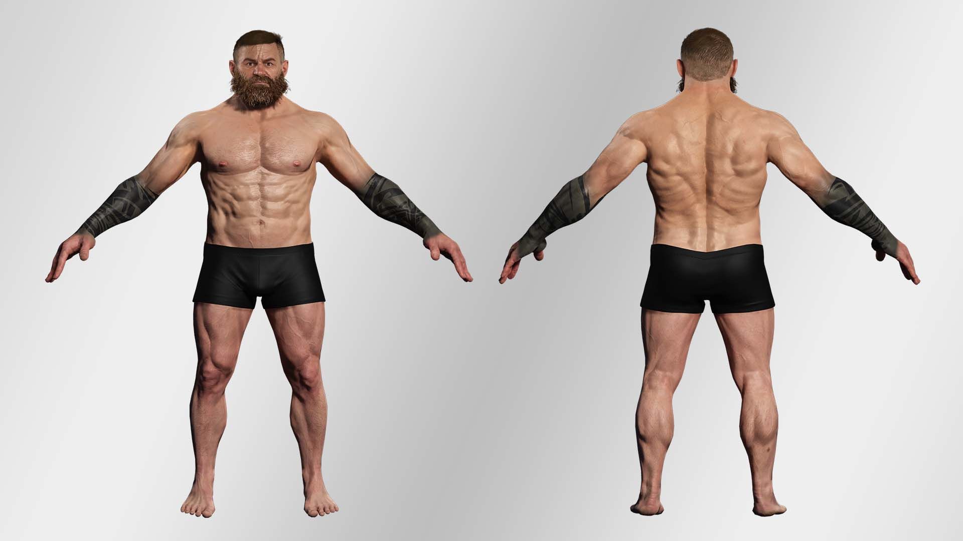 Realistic Man Bearded Lumberjack Low-poly 3D model_4