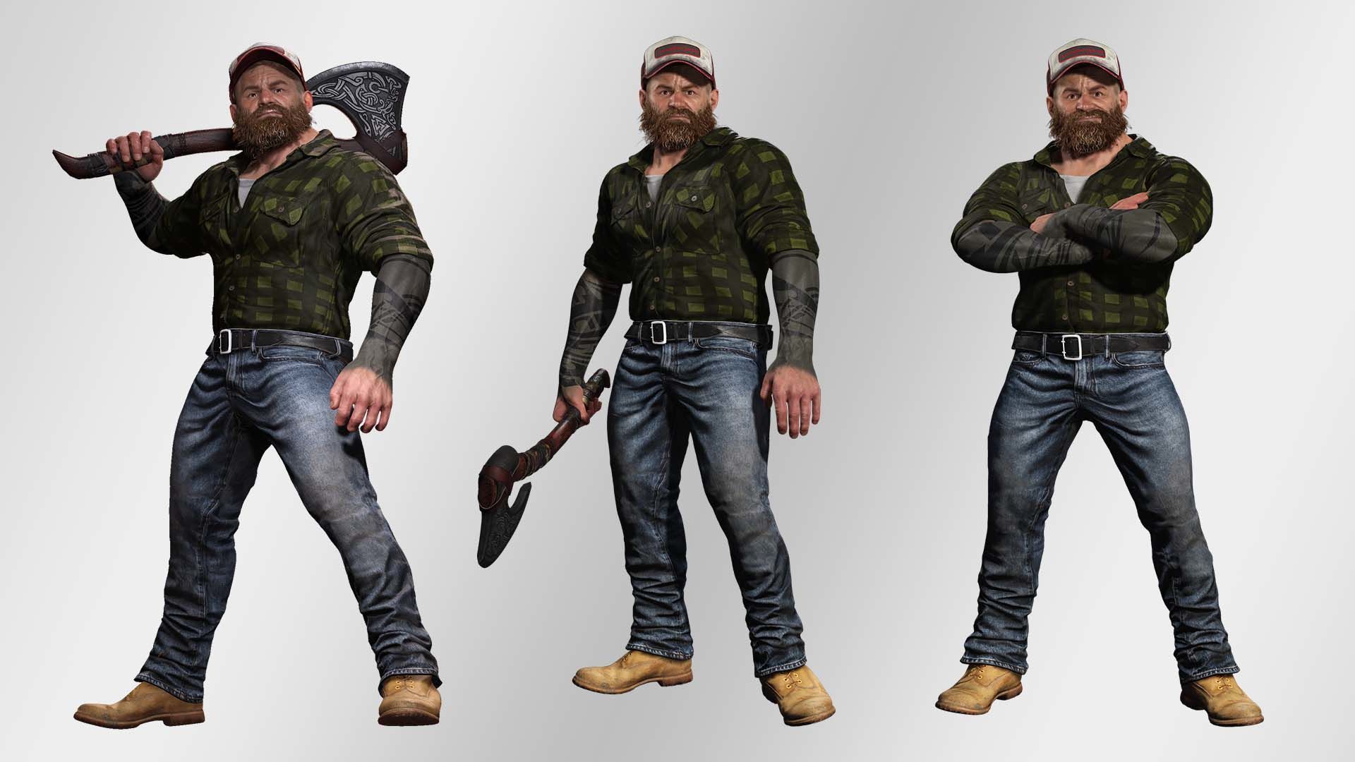 Realistic Man Bearded Lumberjack Low-poly 3D model_1