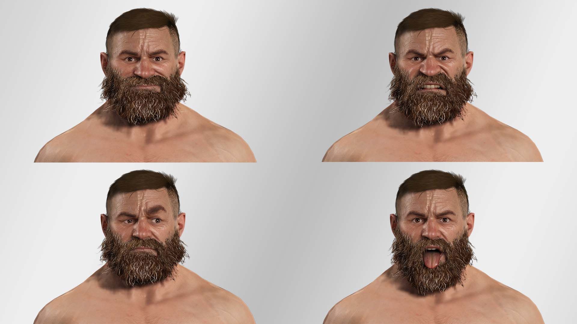 Realistic Man Bearded Lumberjack Low-poly 3D model_6