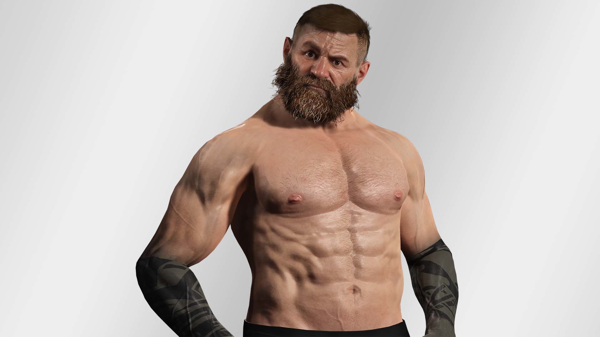 Realistic Man Bearded Lumberjack Low-poly 3D model_5