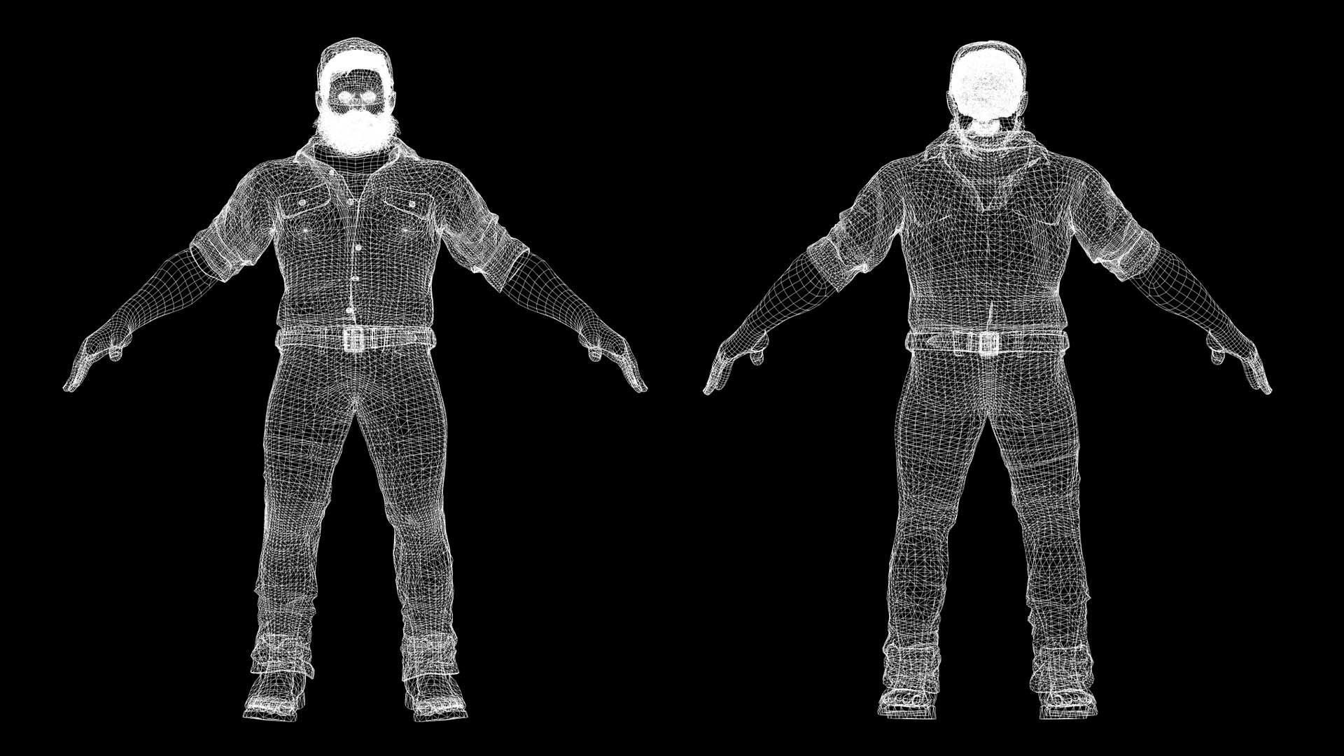 Realistic Man Bearded Lumberjack Low-poly 3D model_7