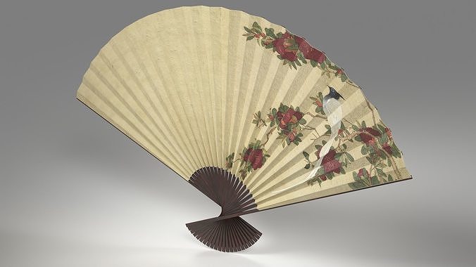 Japanese Hand Folding Fan Low-poly 3D model