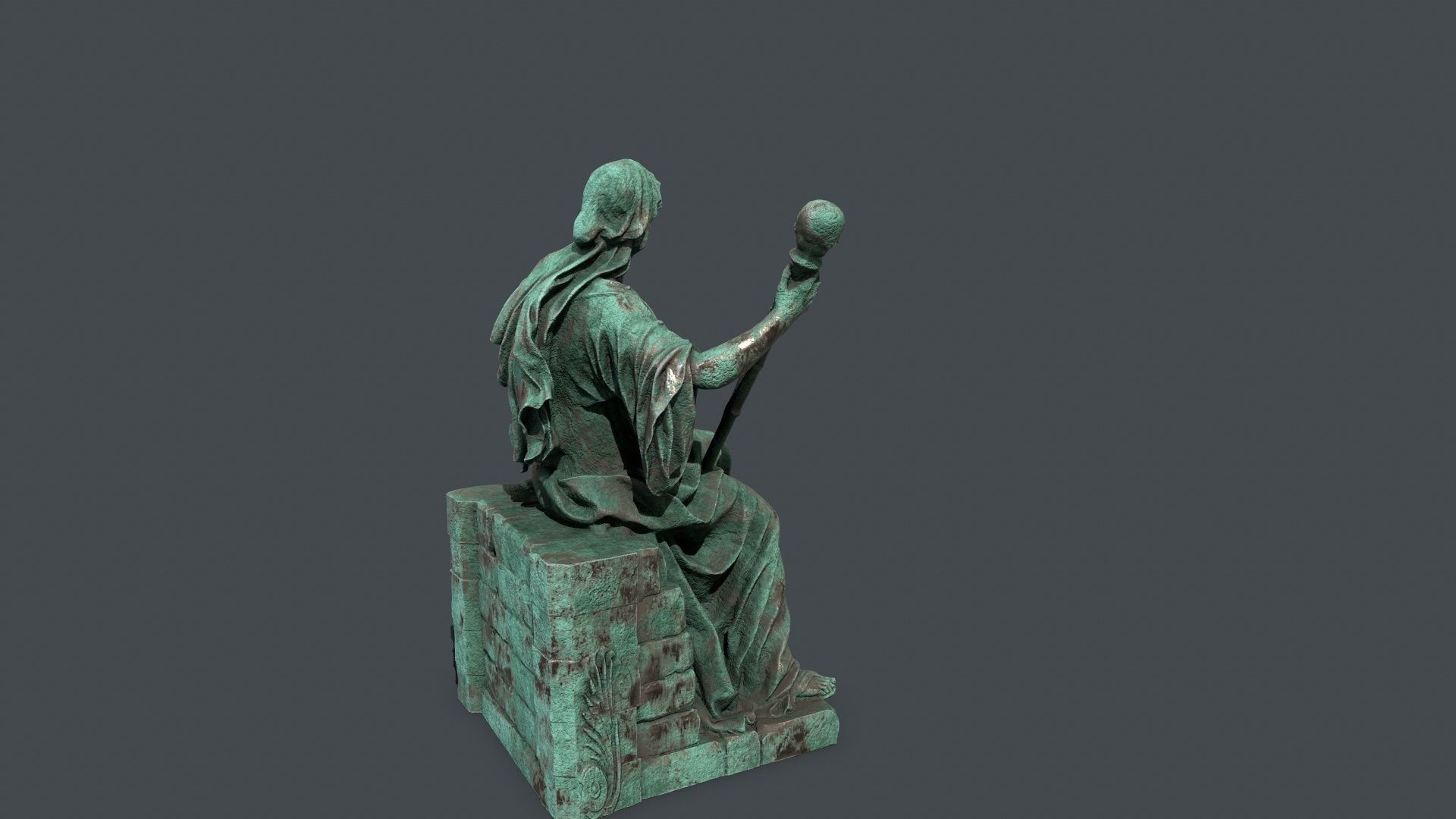 woman Statue Low-poly 3D model_8