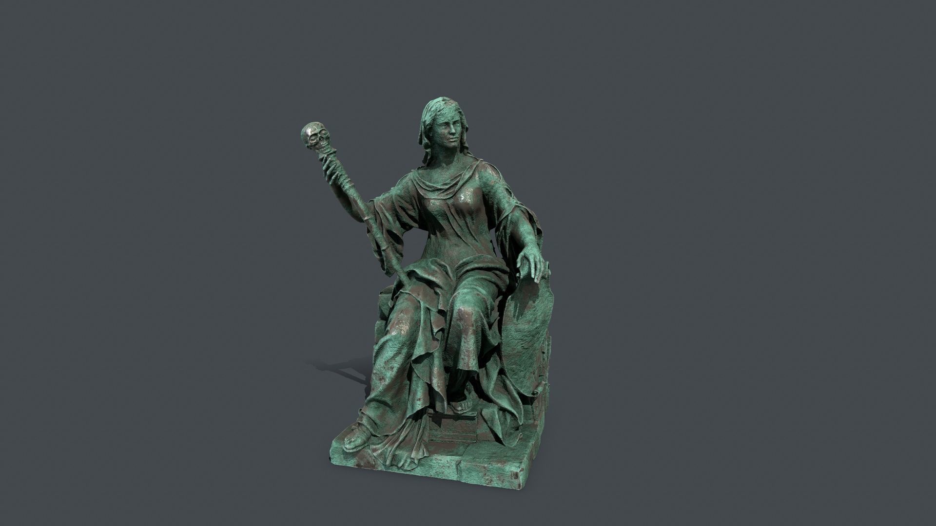 woman Statue Low-poly 3D model_2