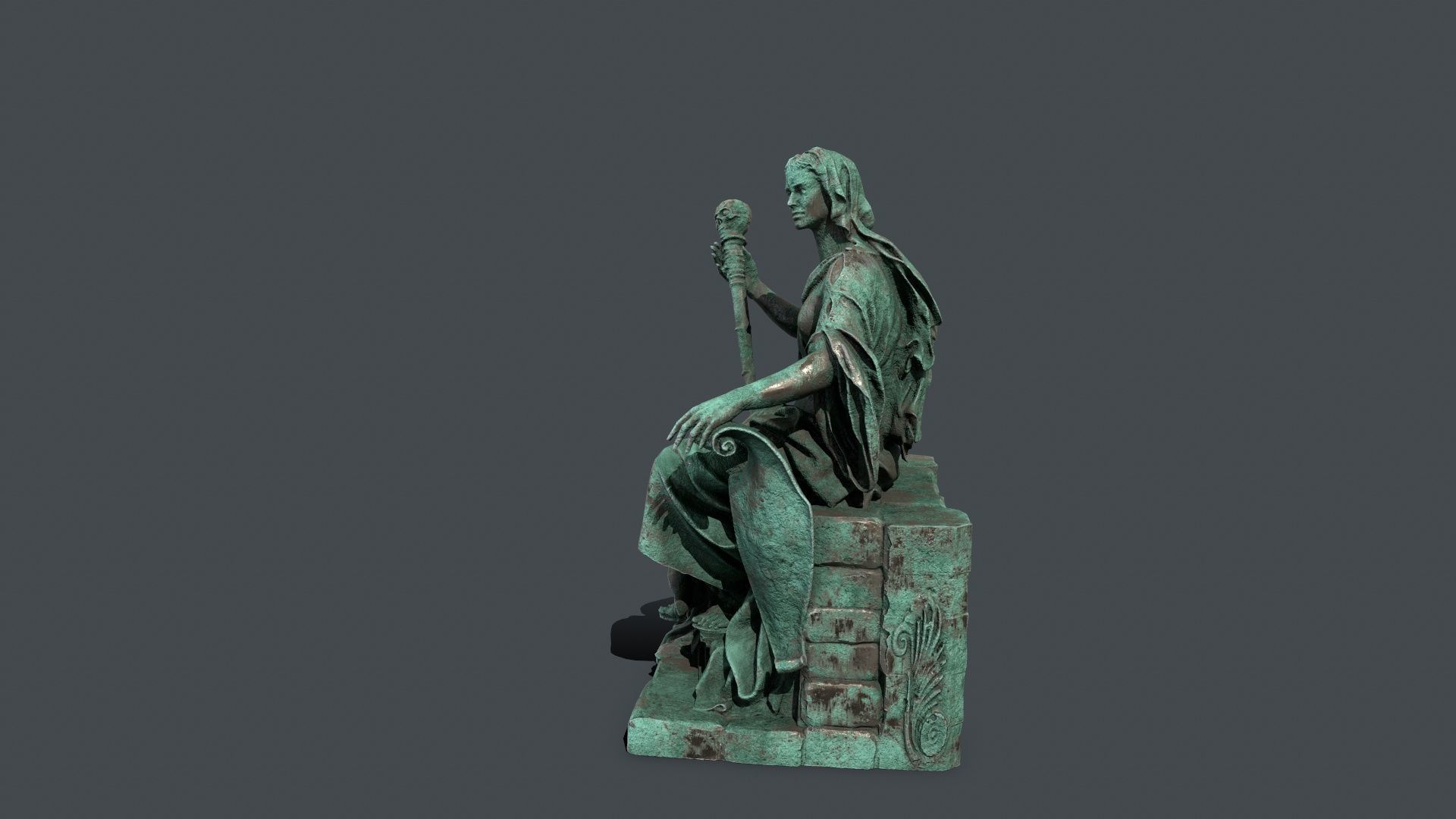 woman Statue Low-poly 3D model_4