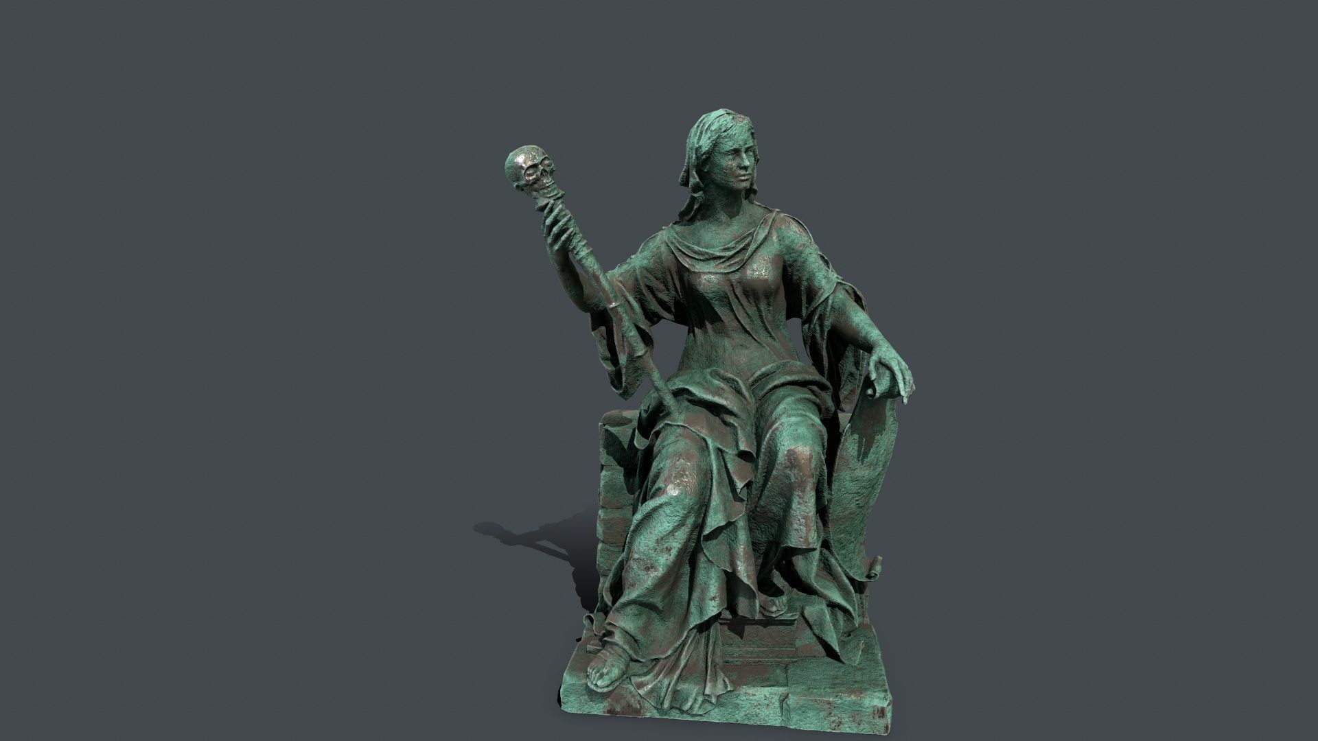 woman Statue Low-poly 3D model_11