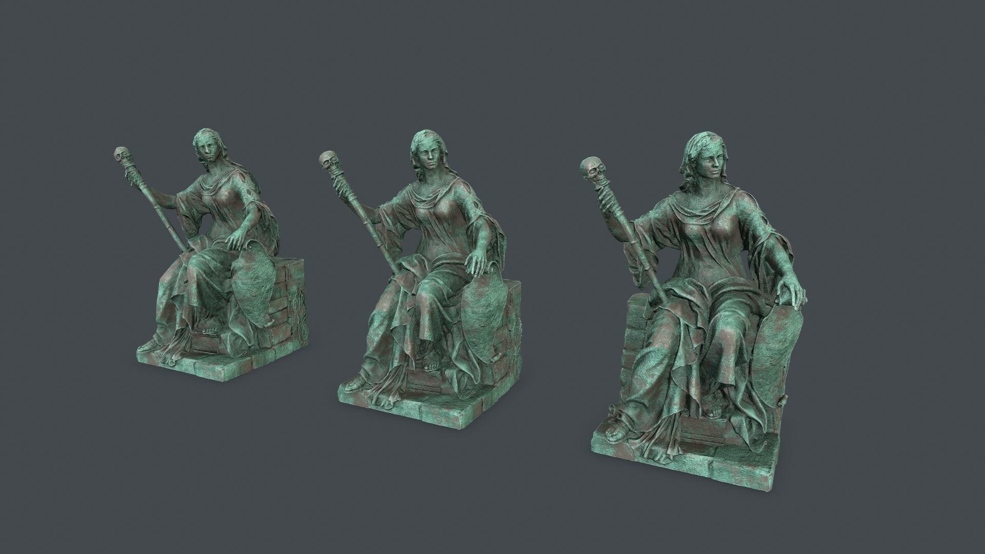 woman Statue Low-poly 3D model_12