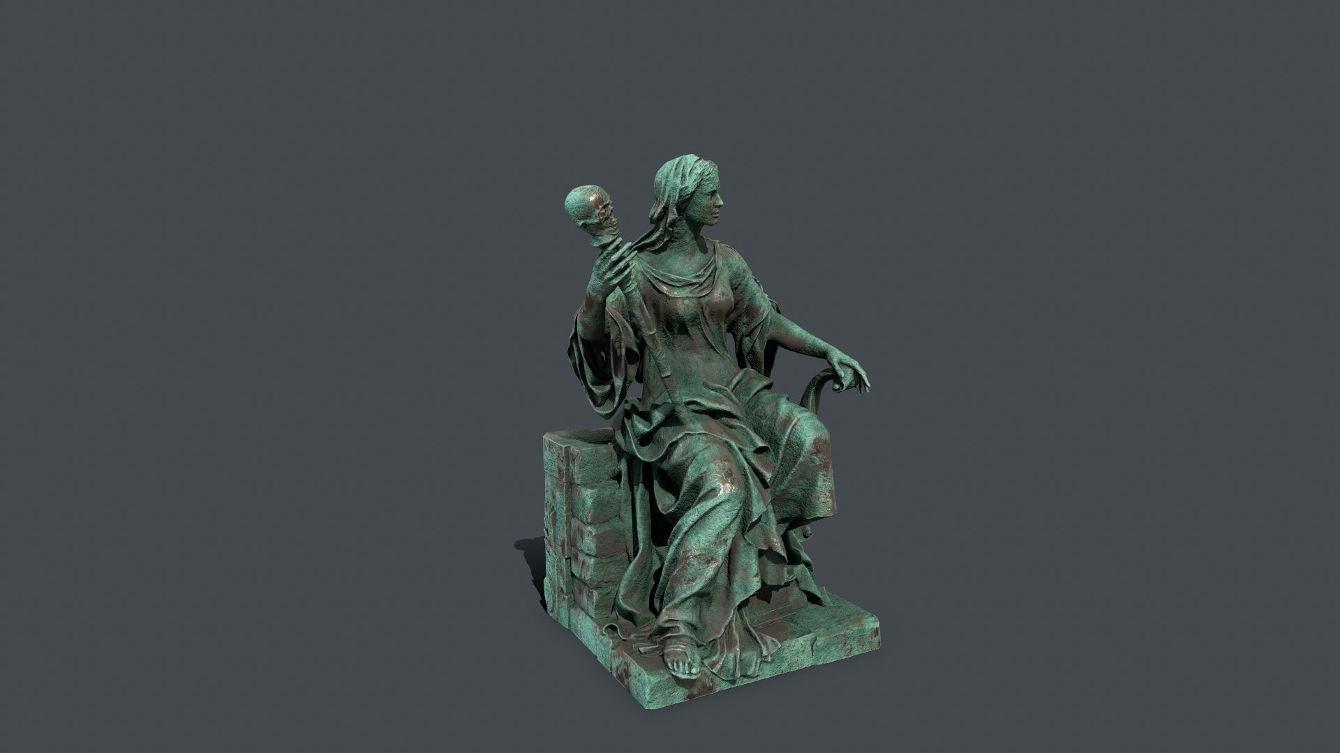 woman Statue Low-poly 3D model_10