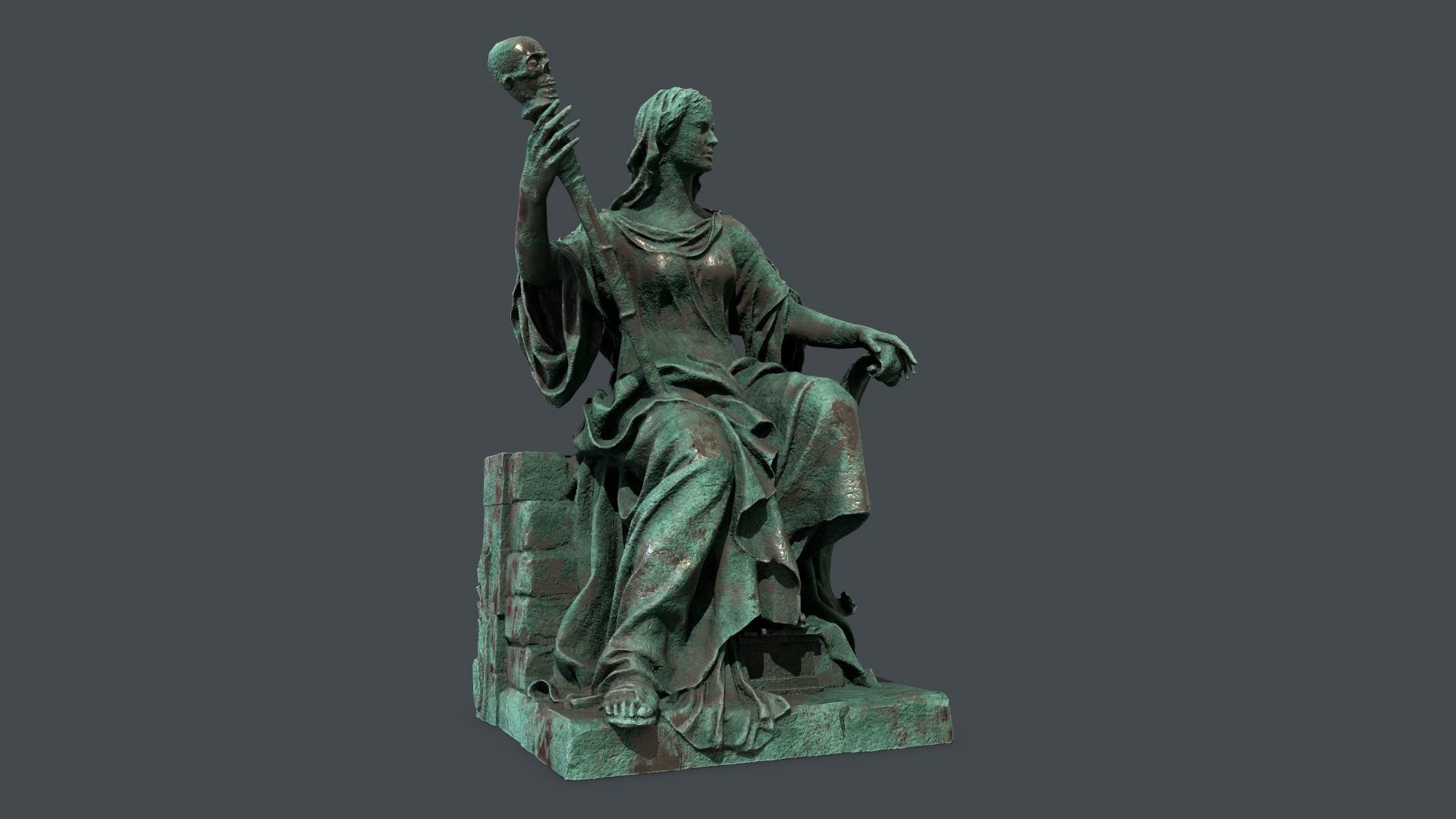 woman Statue Low-poly 3D model_1