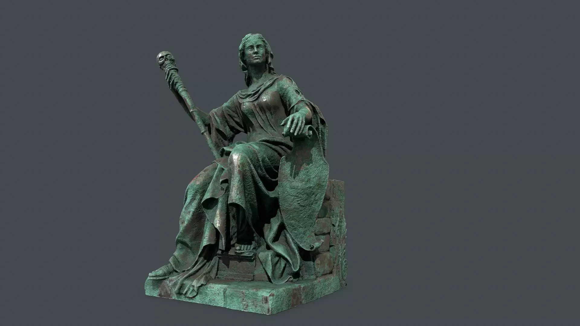 woman Statue Low-poly 3D model_0