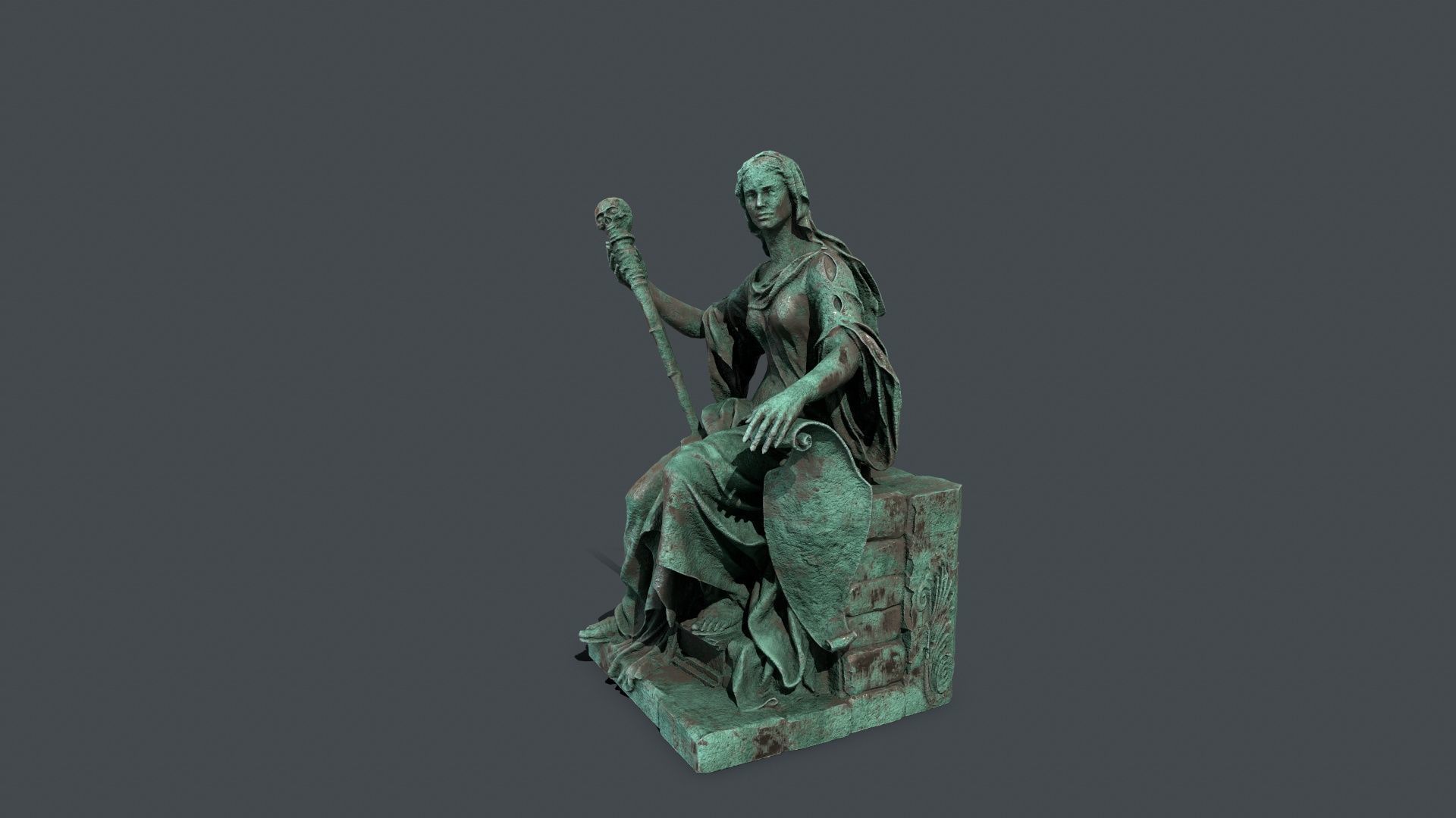 woman Statue Low-poly 3D model_3