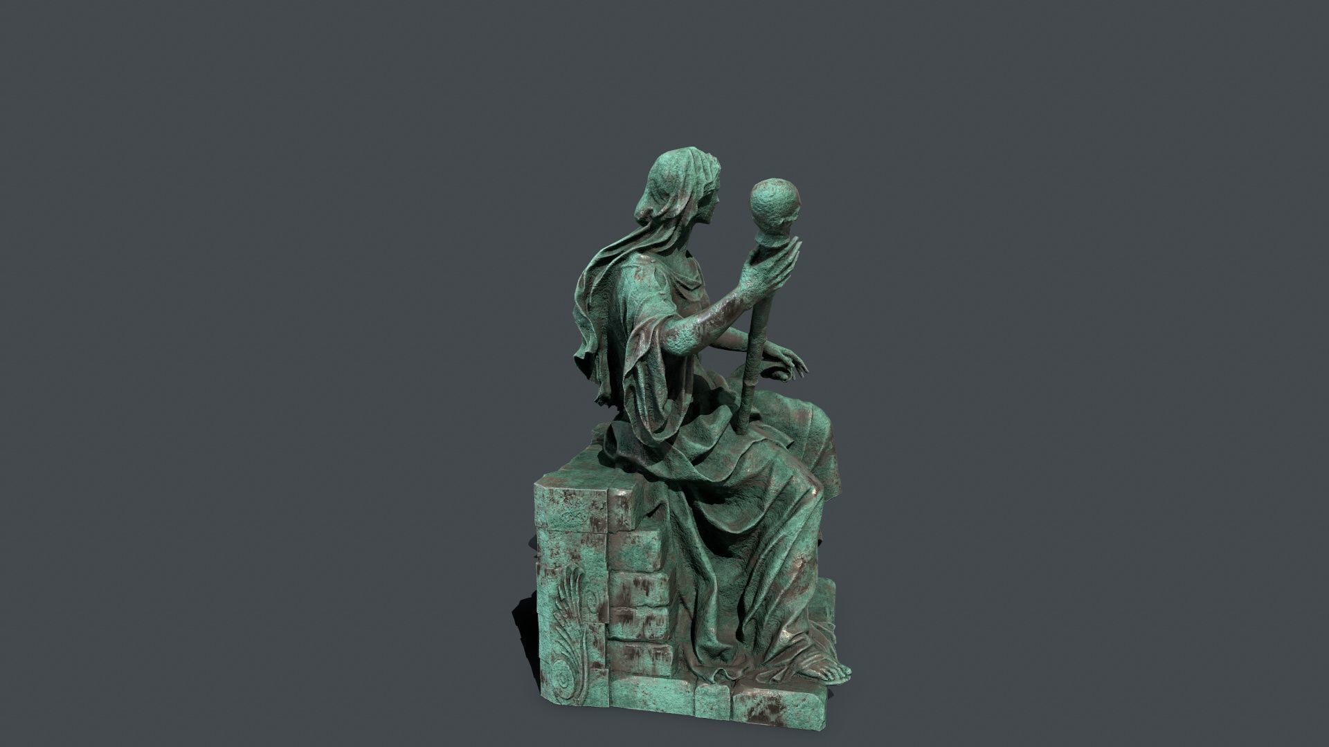 woman Statue Low-poly 3D model_9