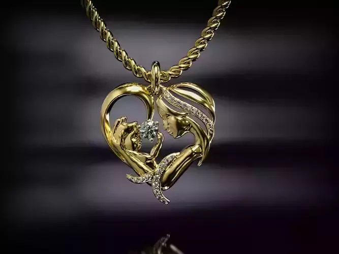 Mother and child heart pendant