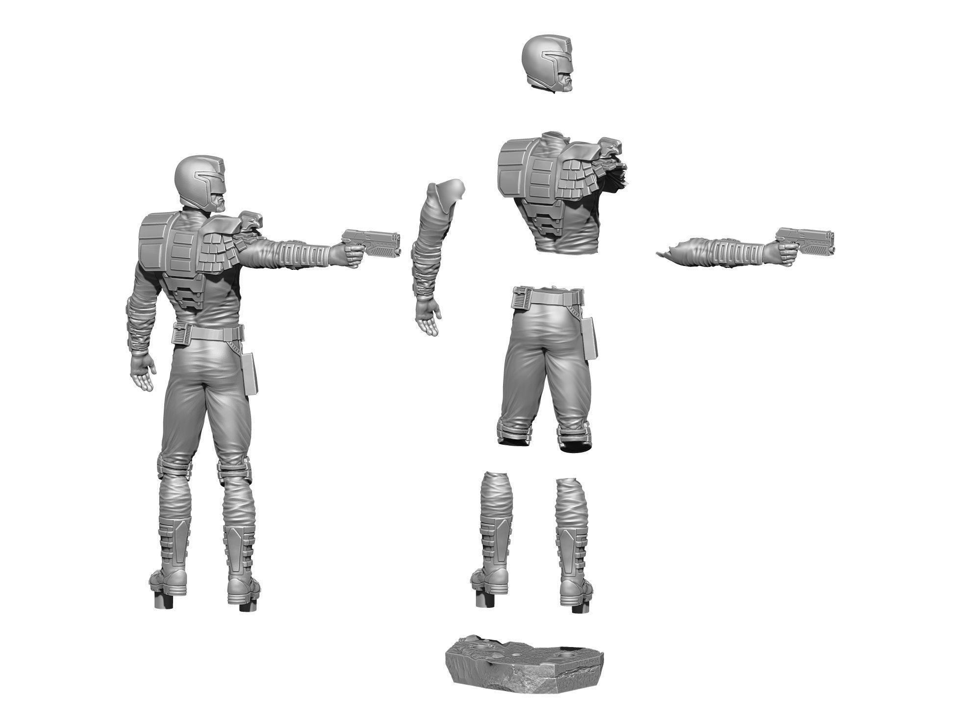 Judge Dredd for 3D printing STL 3D print model_13