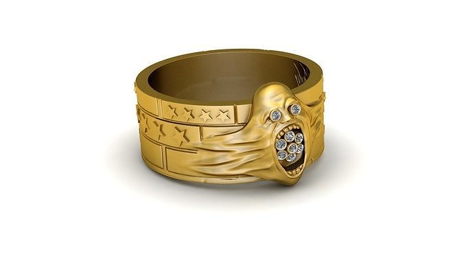 SKULL HEAD DIAMOND RING 3D PRINTABLE MODEL 3D print model