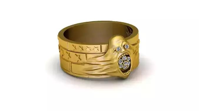 SKULL HEAD DIAMOND RING 3D PRINTABLE MODEL