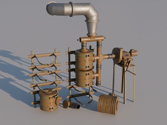 Modular Industrial Filter Set  25 objects Low-poly 3D model
