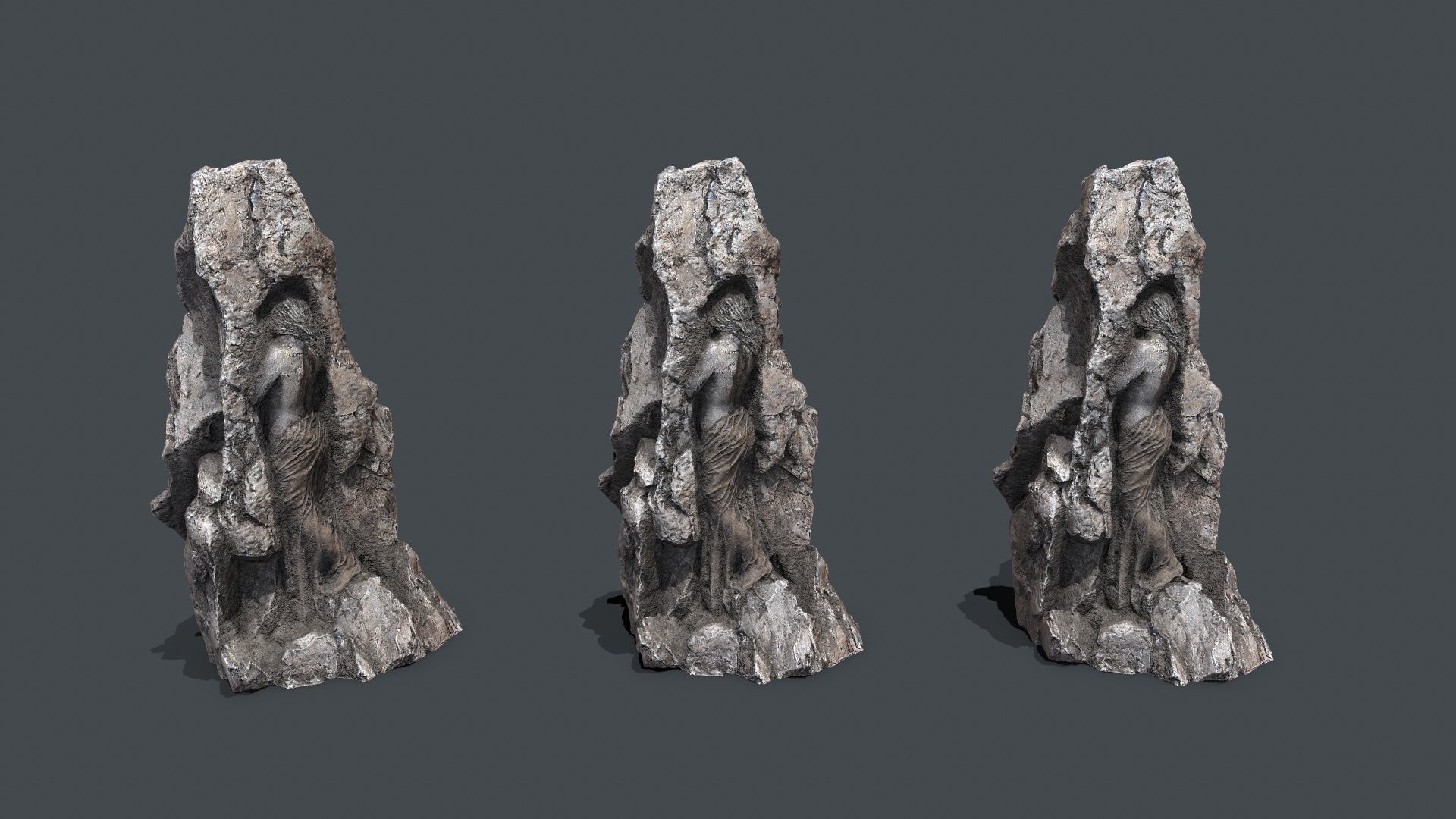 woman Statue Low-poly 3D model_11