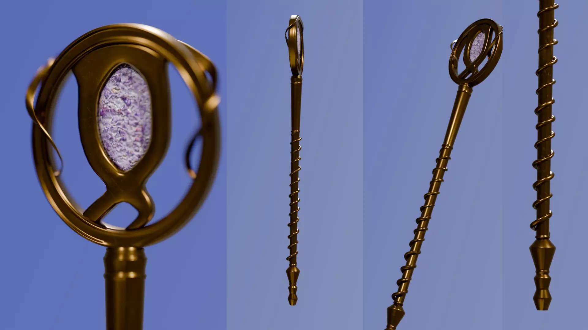Golden Scepter PBR 3D model_0
