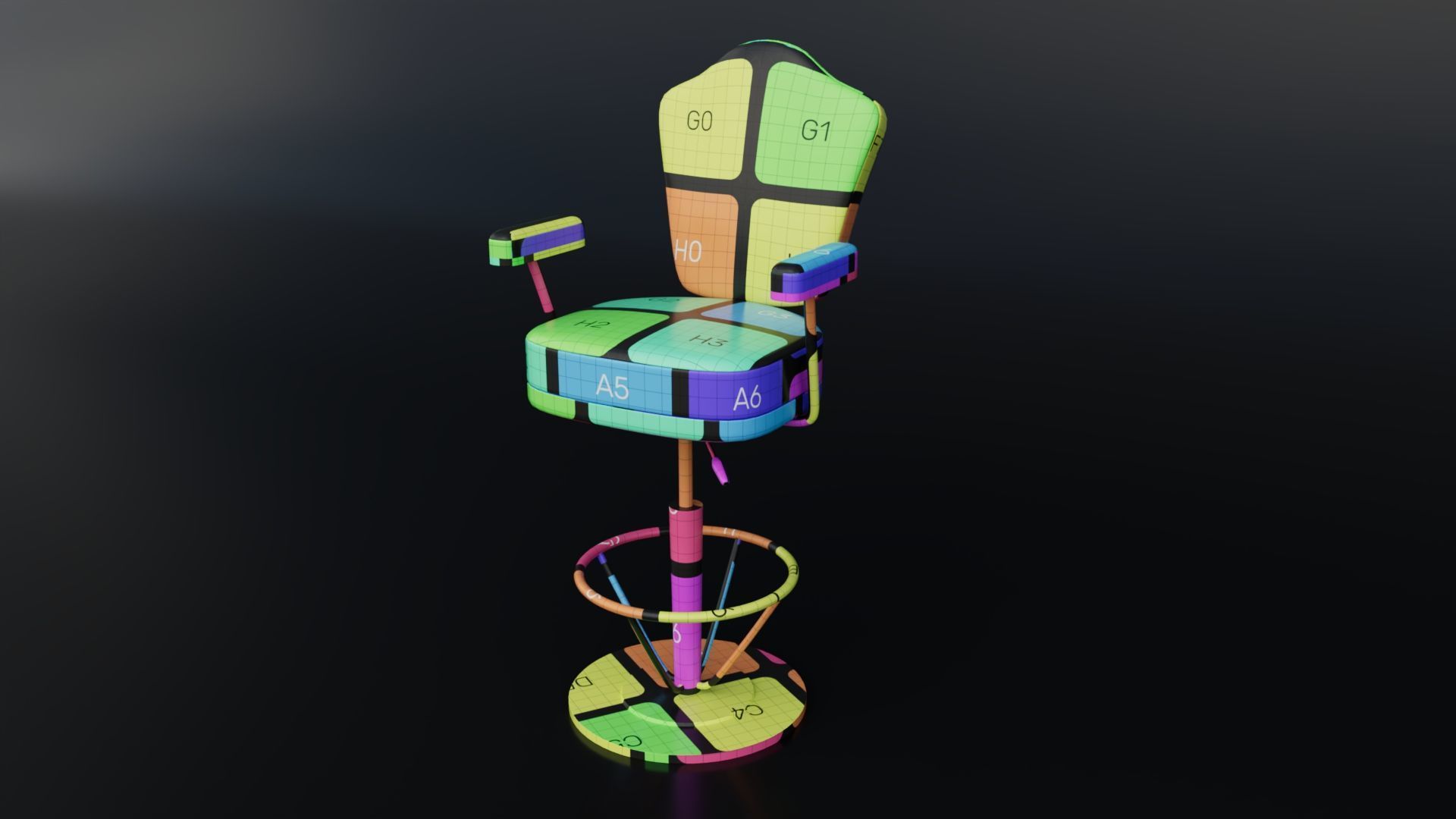 Casino Chair Low-poly 3D model_8