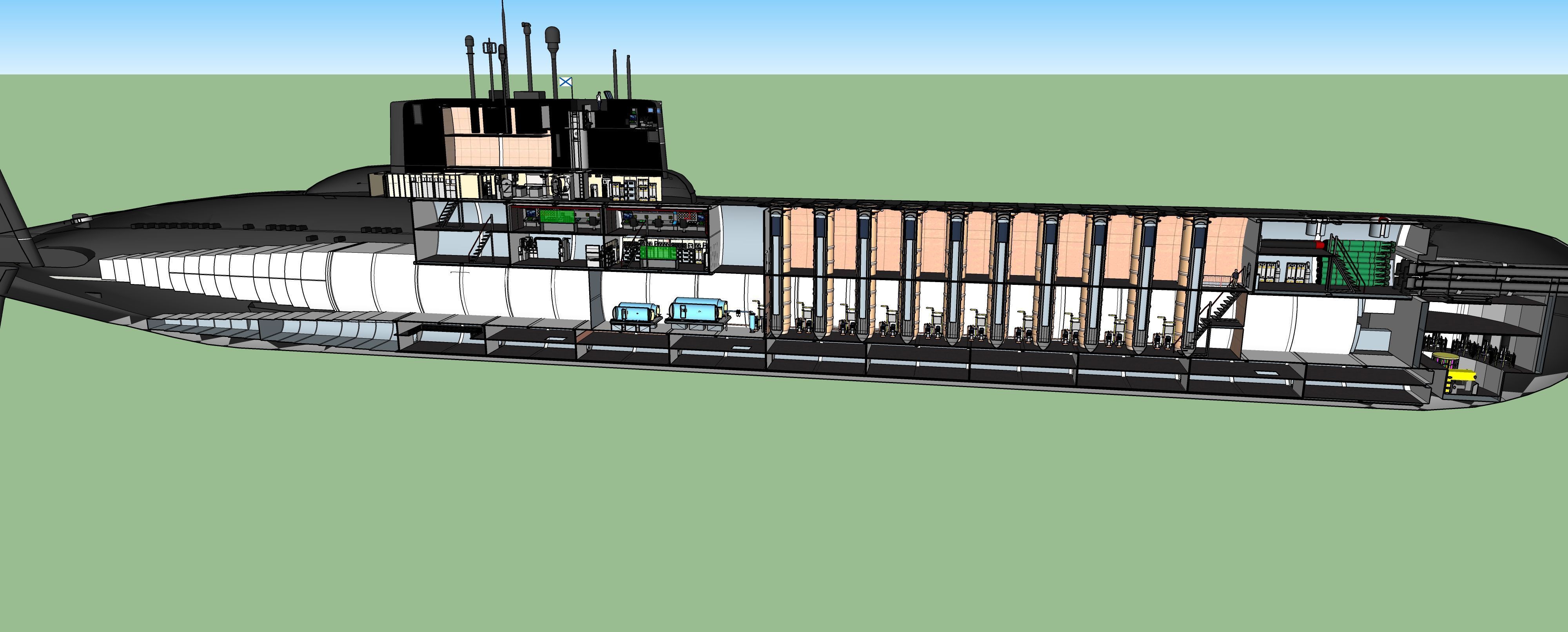 Typhoon class submarine with interior  3D model_28