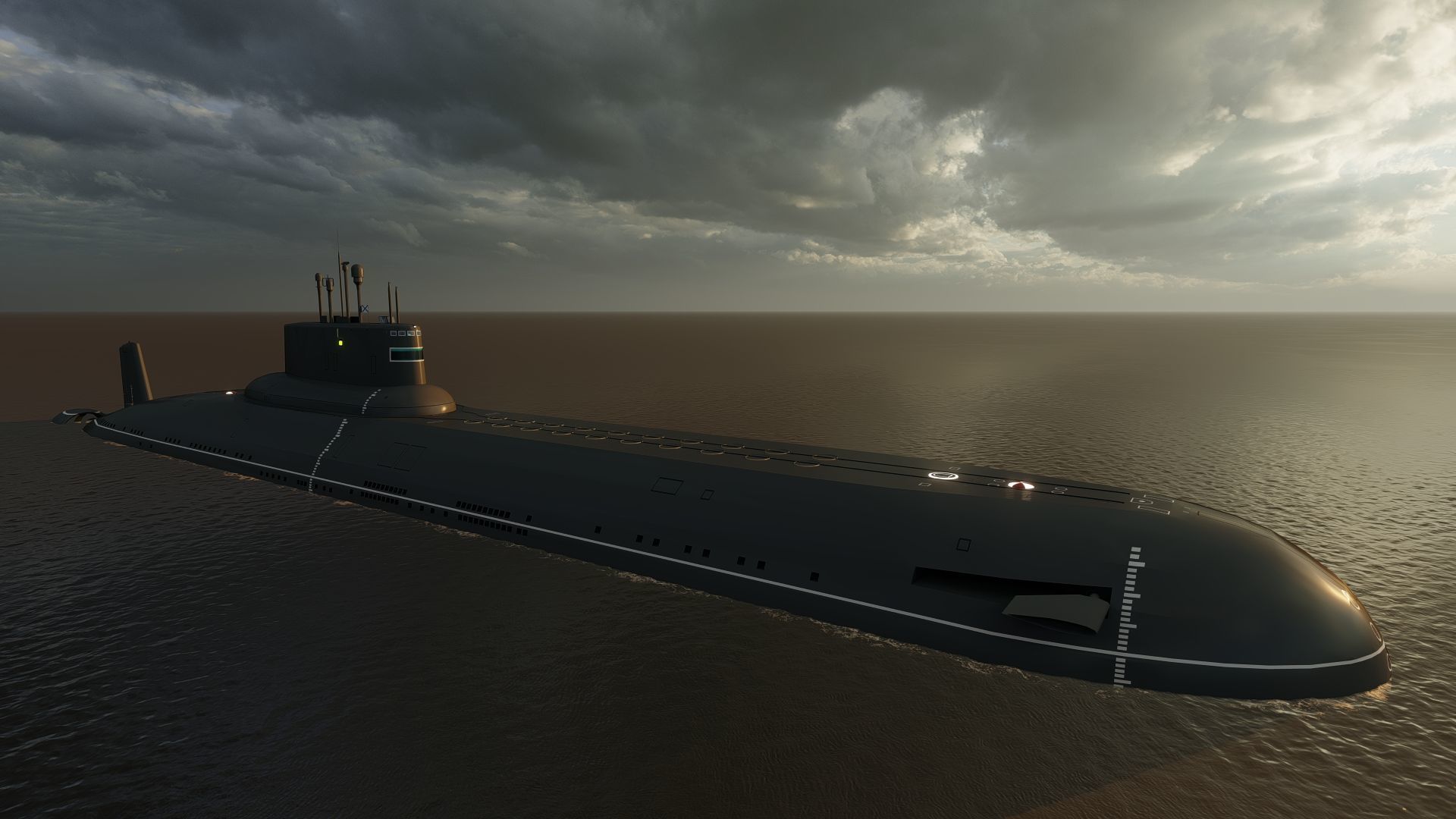 Typhoon class submarine with interior  3D model_1