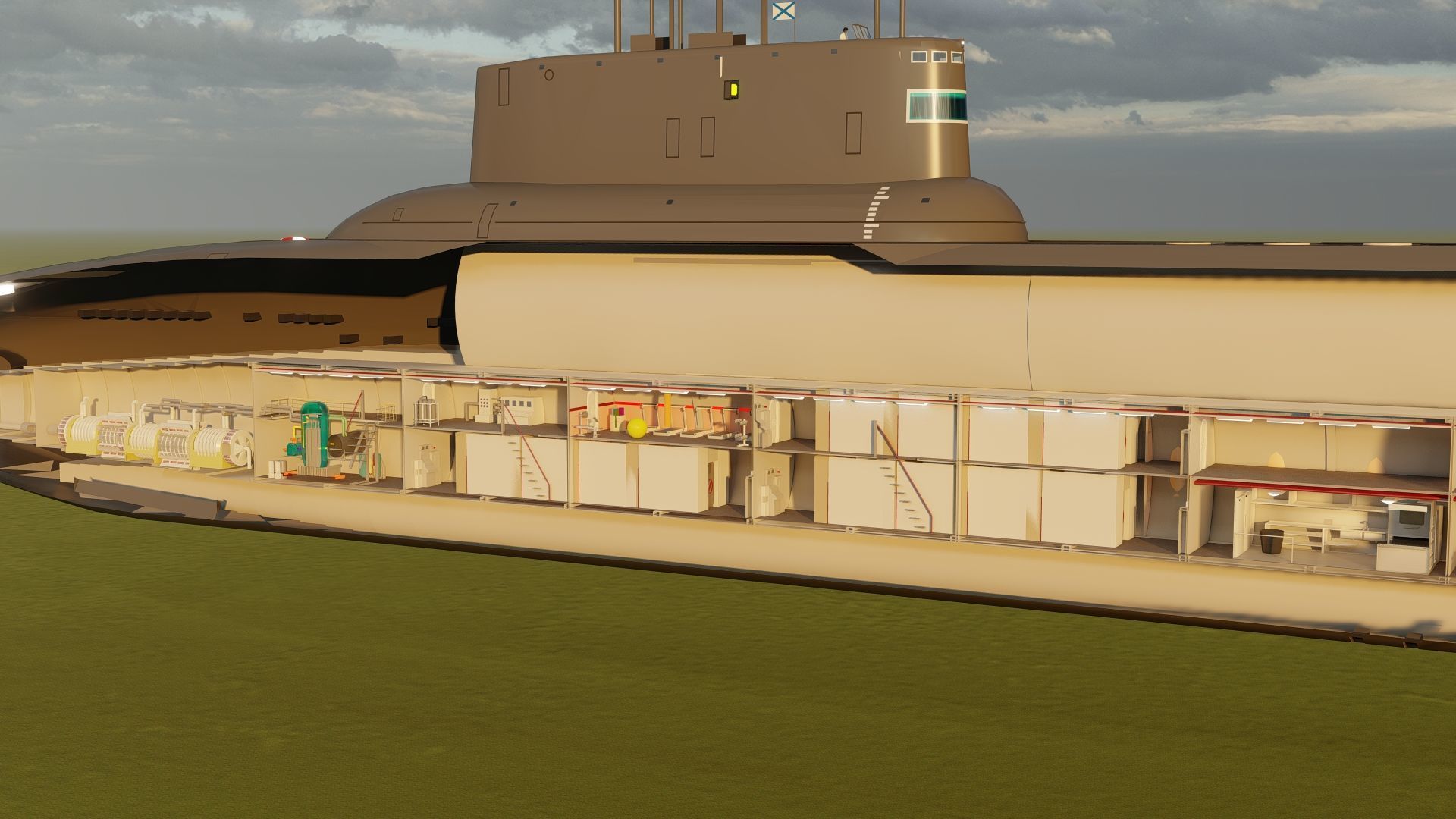 Typhoon class submarine with interior  3D model_16