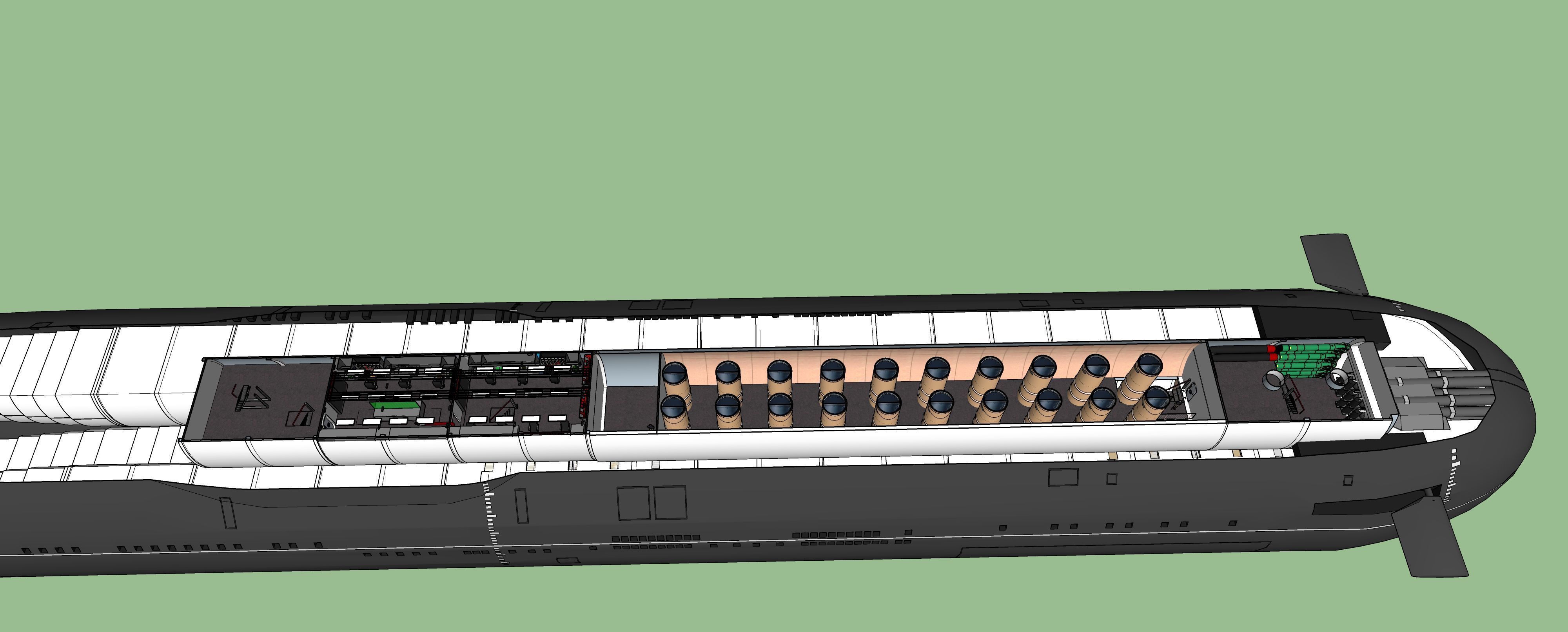 Typhoon class submarine with interior  3D model_43