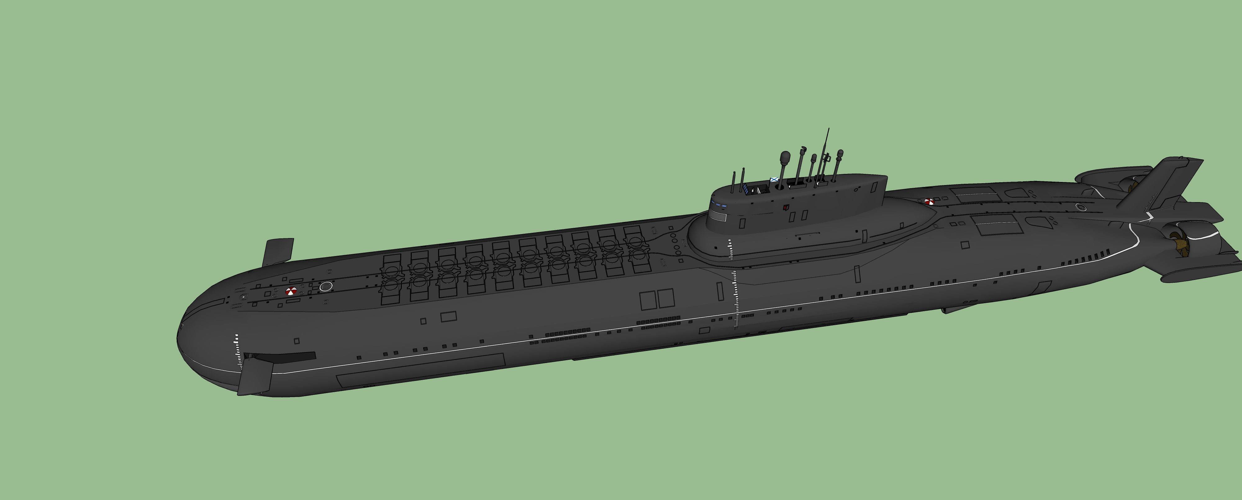 Typhoon class submarine with interior  3D model_25