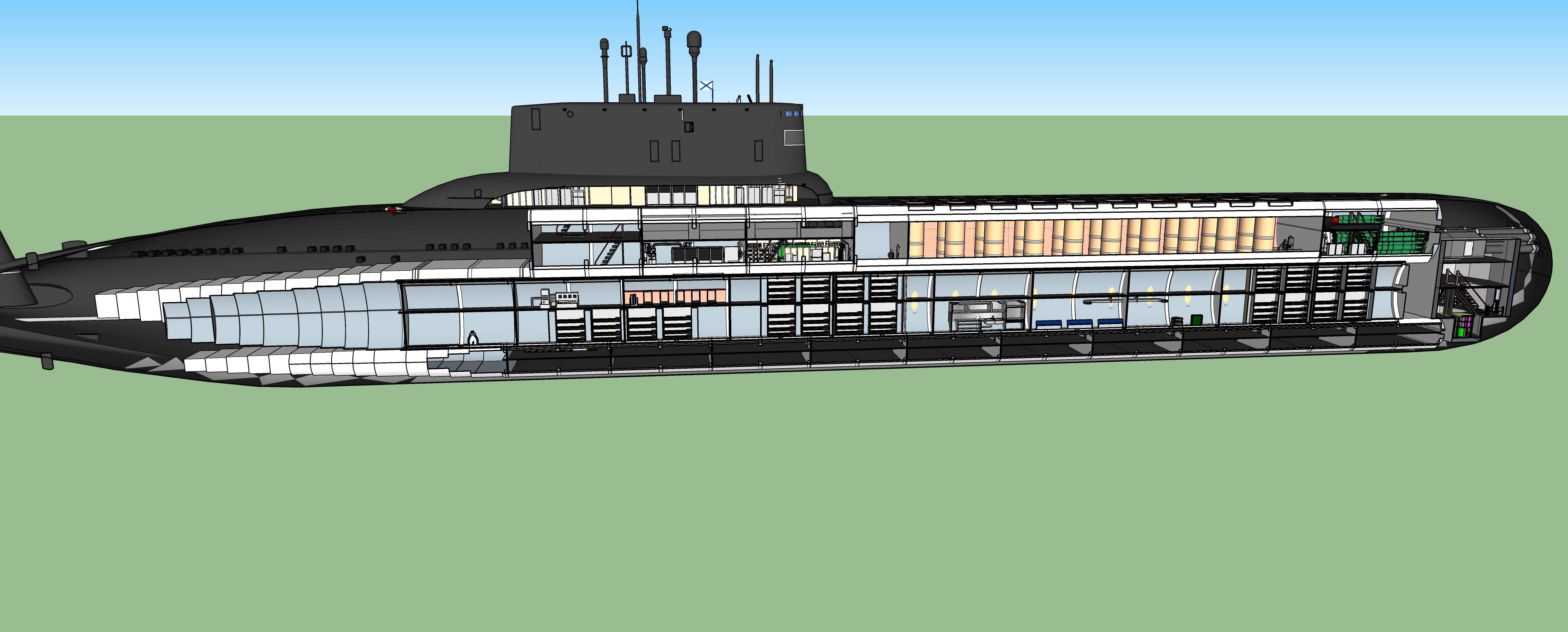 Typhoon class submarine with interior  3D model_27