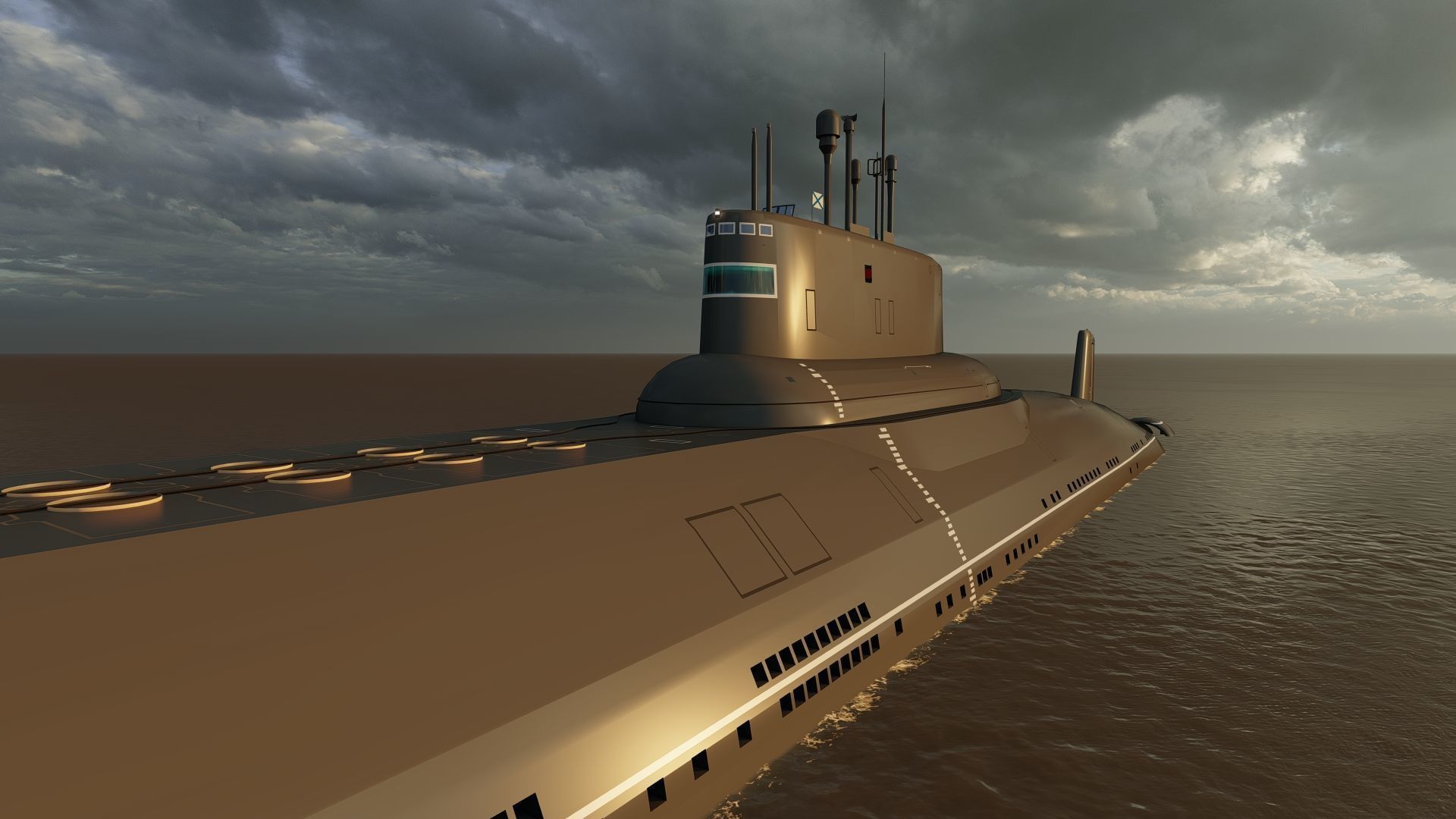Typhoon class submarine with interior  3D model_3