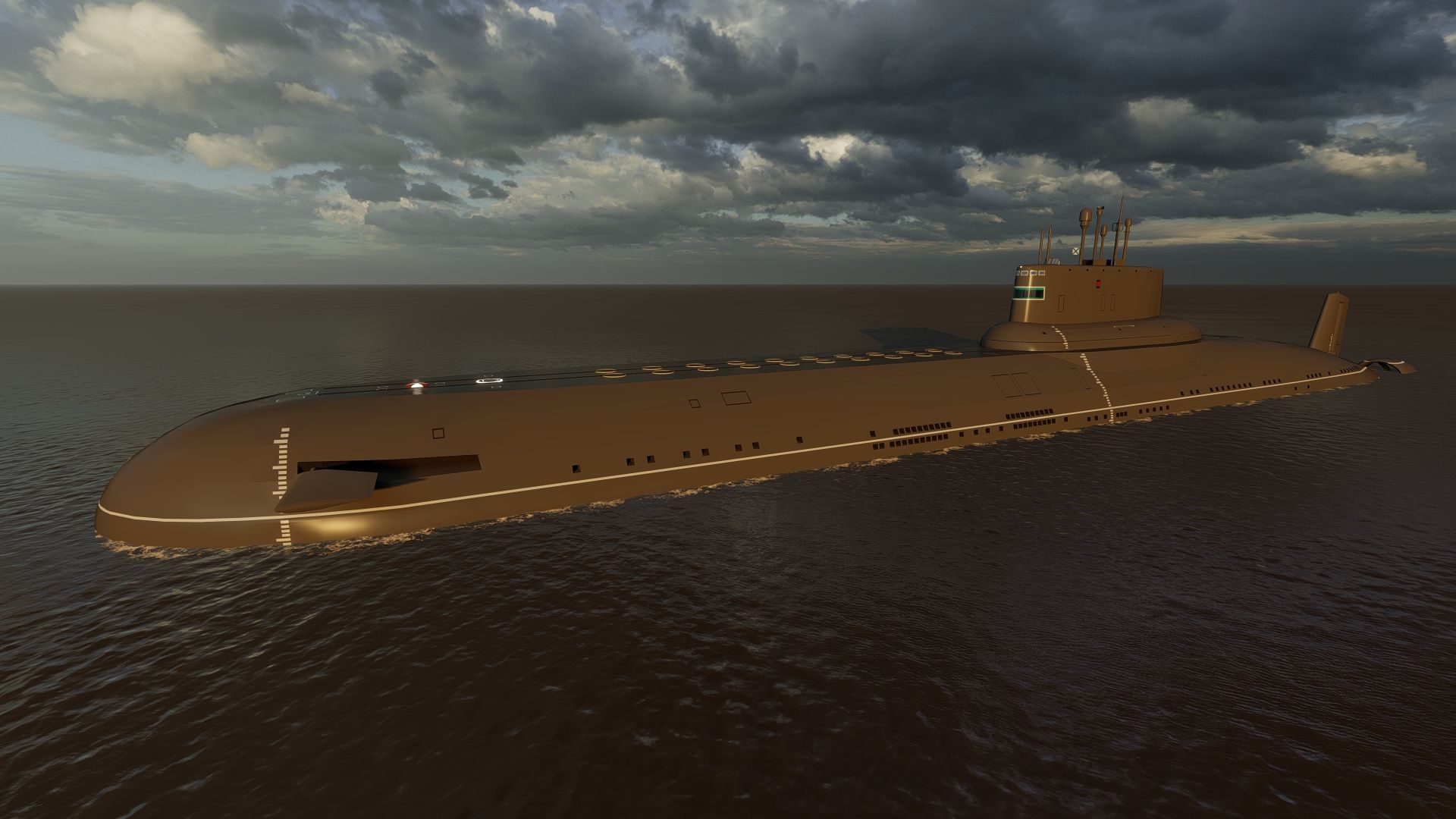 Typhoon class submarine with interior  3D model_2