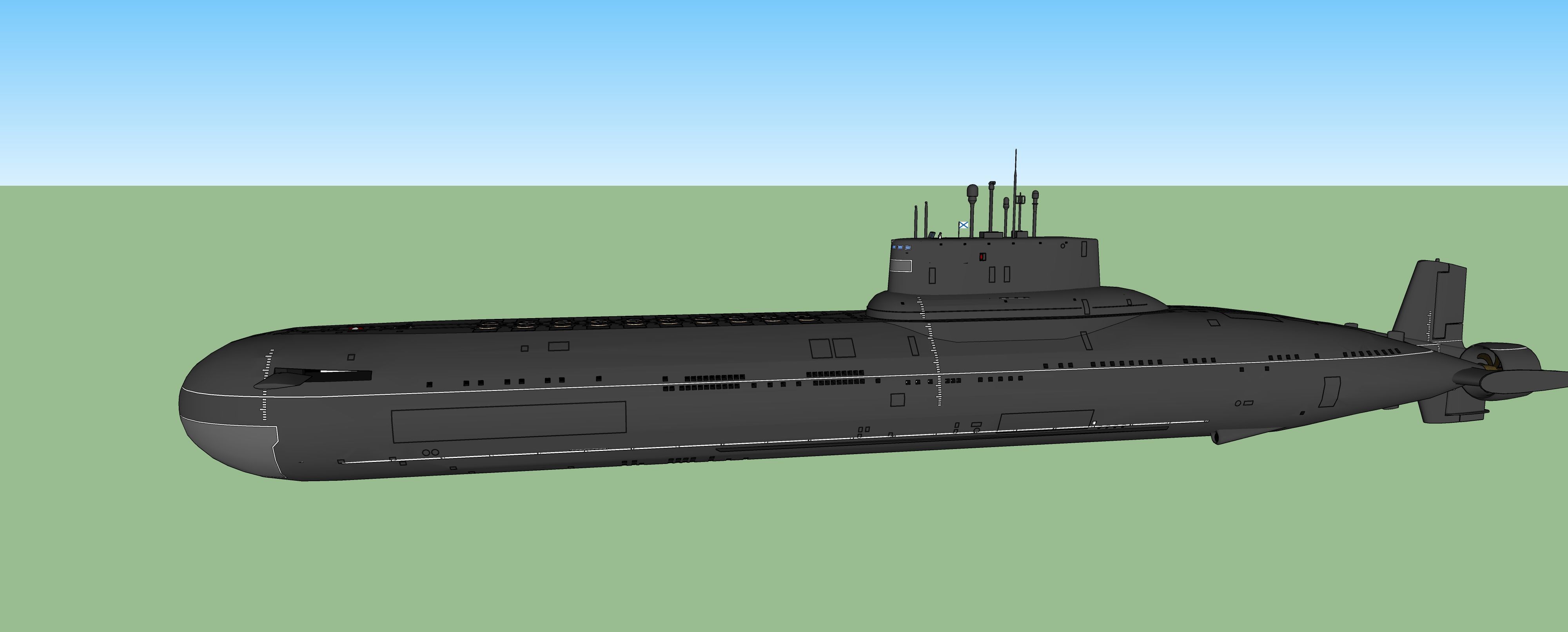 Typhoon class submarine with interior  3D model_24