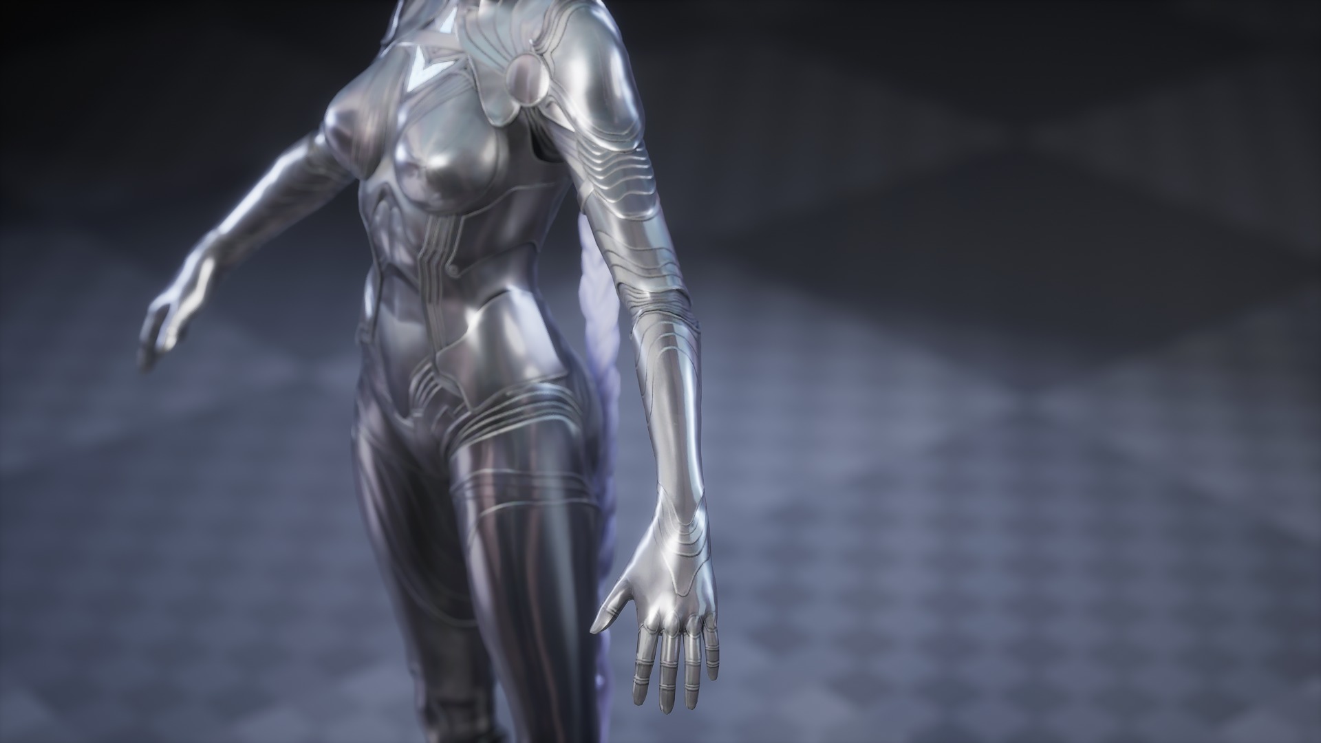 CHROME GIRL 3D MODEL Low-poly 3D model_6