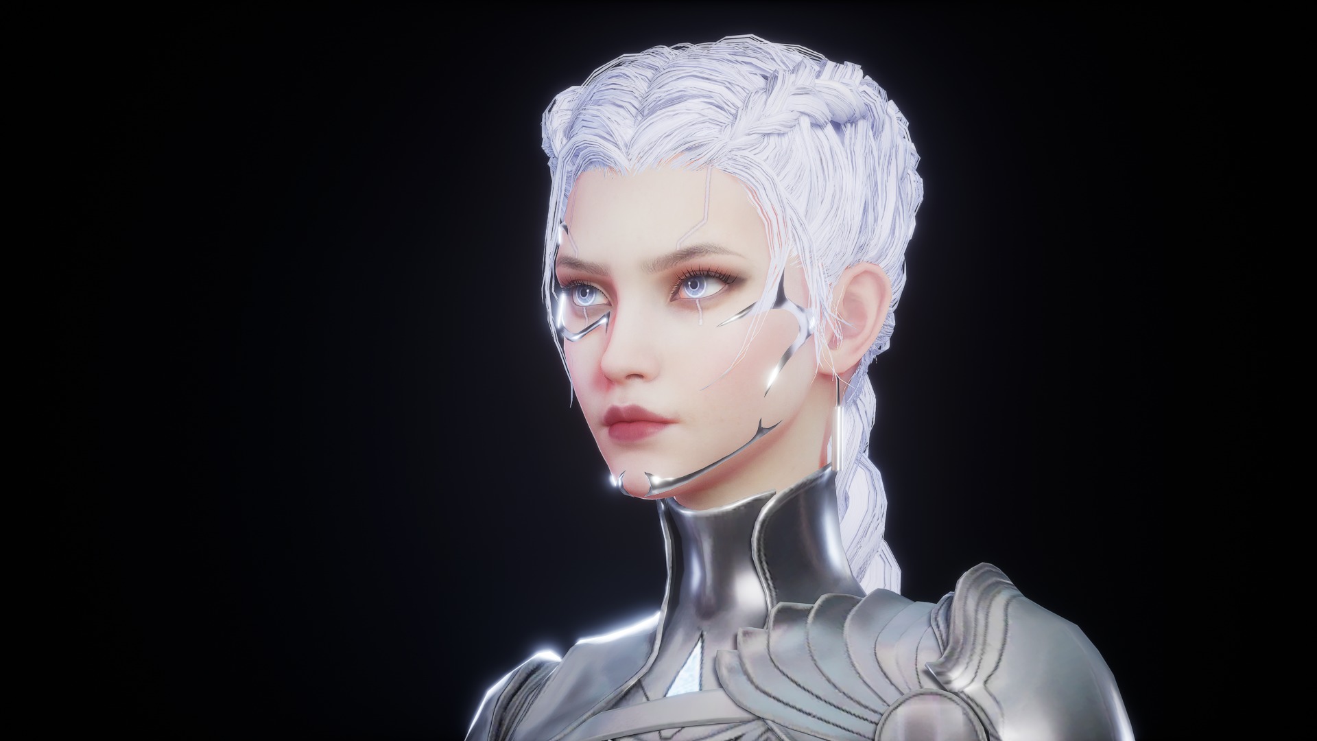 CHROME GIRL 3D MODEL Low-poly 3D model_10