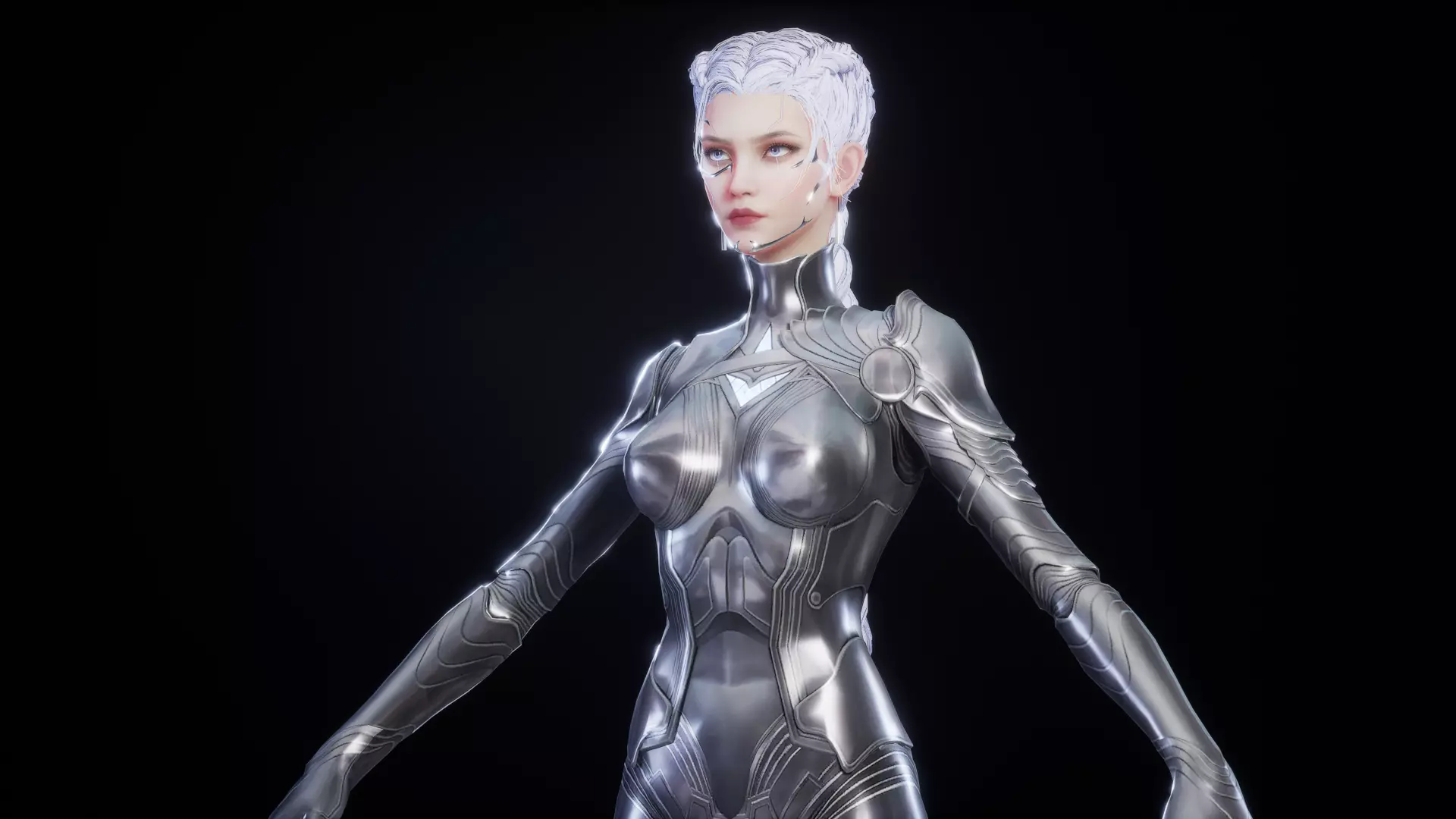 CHROME GIRL 3D MODEL Low-poly 3D model_0
