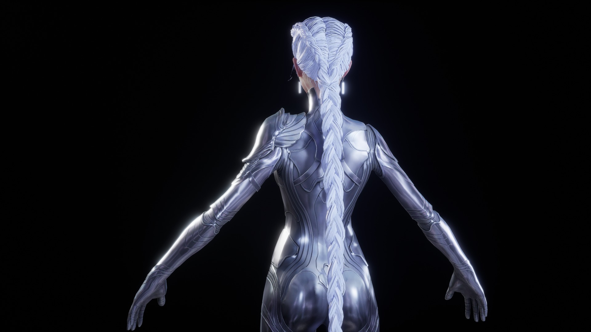 CHROME GIRL 3D MODEL Low-poly 3D model_4