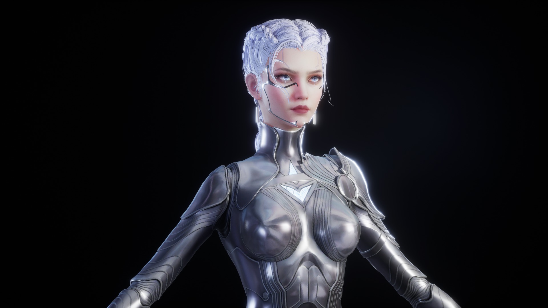 CHROME GIRL 3D MODEL Low-poly 3D model_1