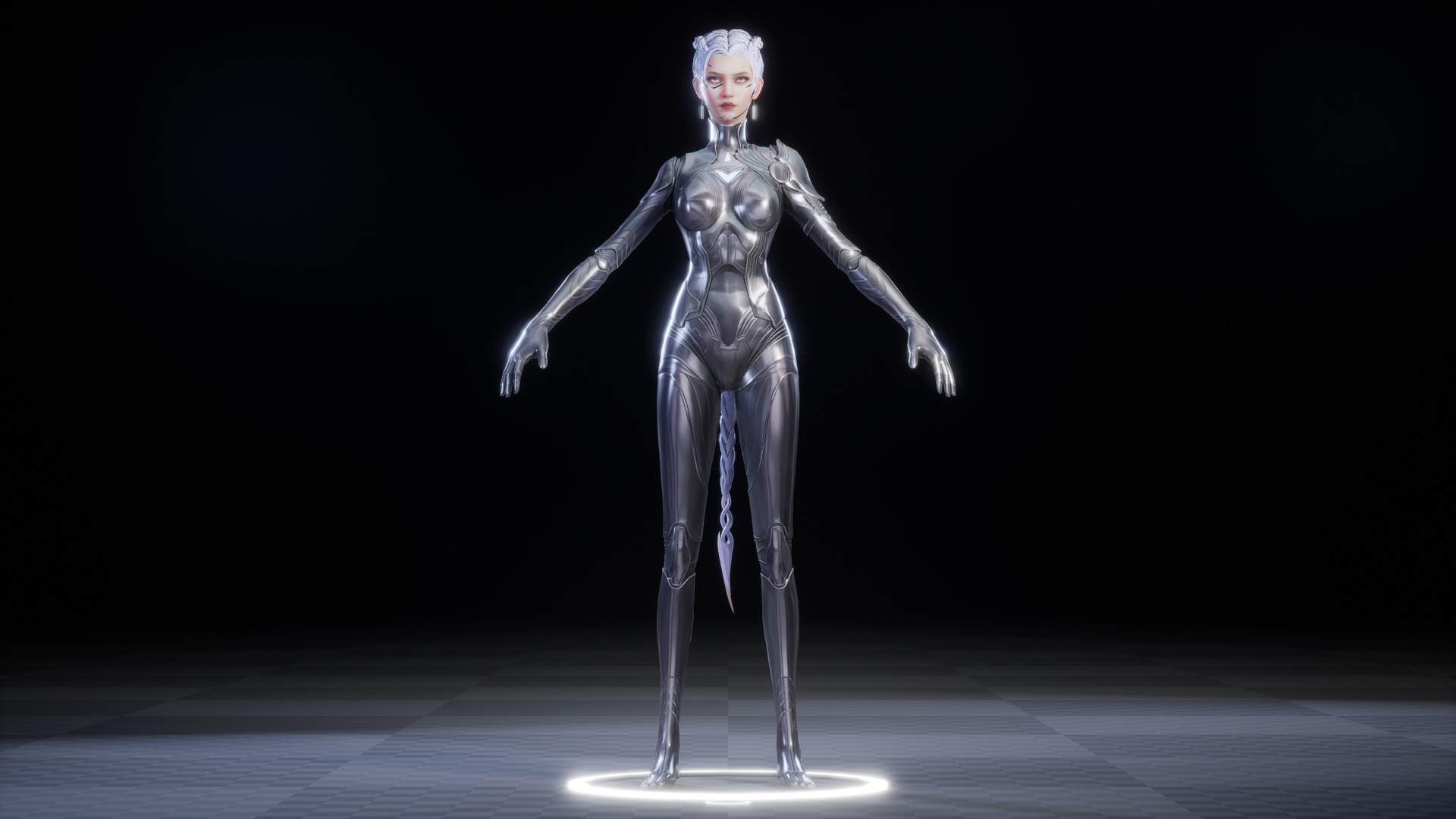 CHROME GIRL 3D MODEL Low-poly 3D model_2