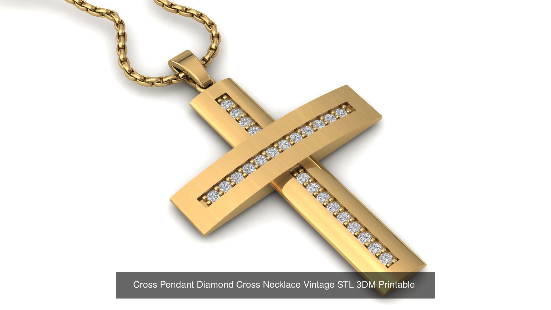 34 Cross Pendant Diamond Cross Necklace Vintage STL 3DM 3D Model Collection_20