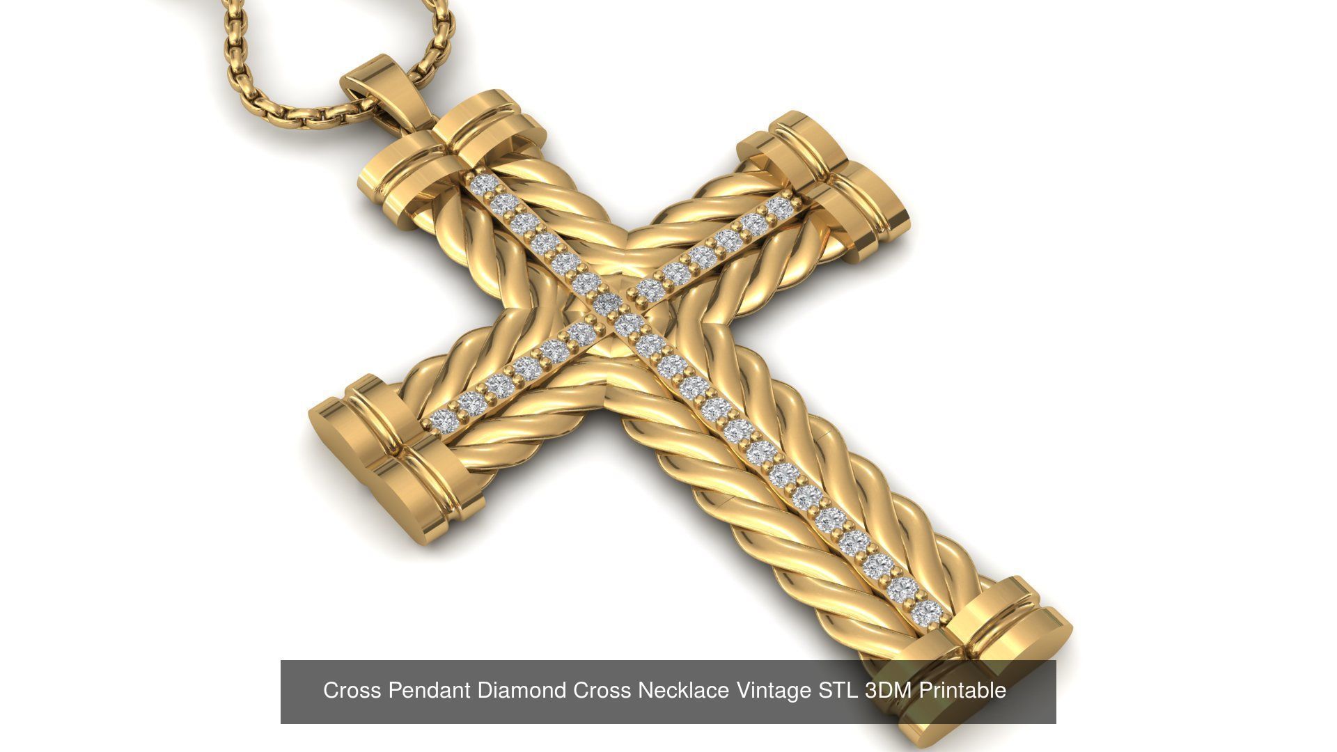 34 Cross Pendant Diamond Cross Necklace Vintage STL 3DM 3D Model Collection_30