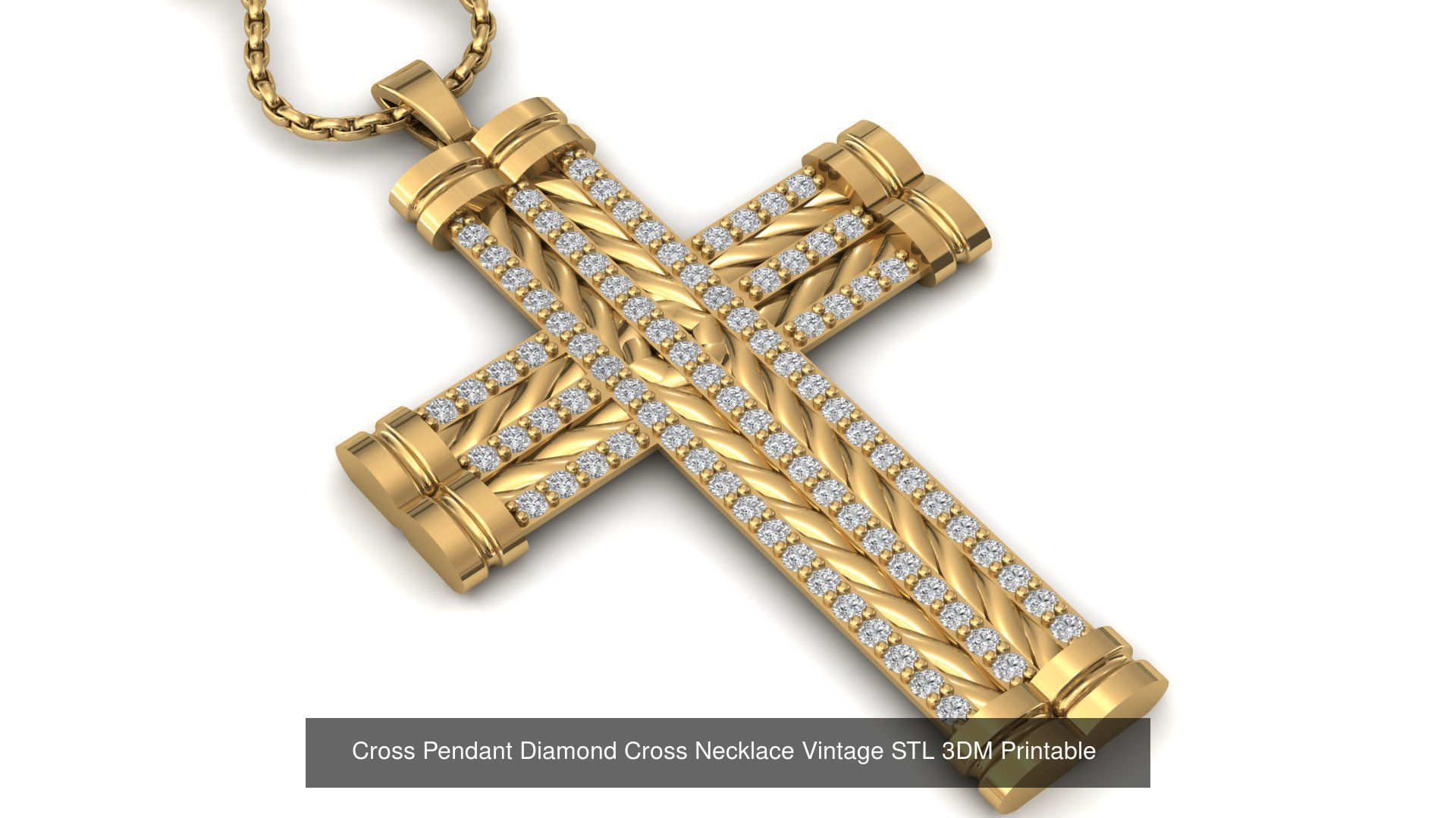 34 Cross Pendant Diamond Cross Necklace Vintage STL 3DM 3D Model Collection_31