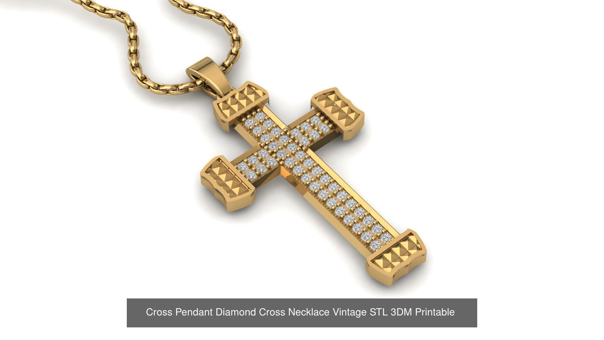 34 Cross Pendant Diamond Cross Necklace Vintage STL 3DM 3D Model Collection_37