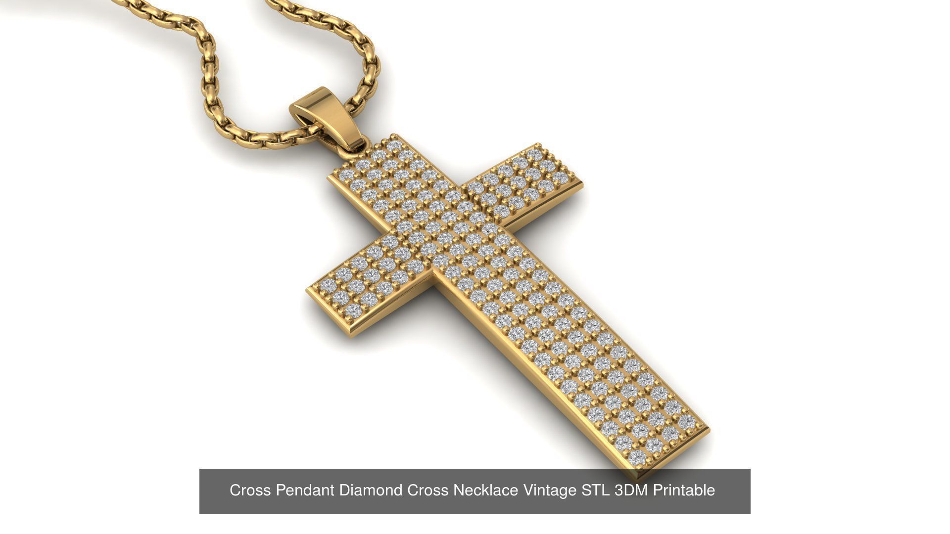 34 Cross Pendant Diamond Cross Necklace Vintage STL 3DM 3D Model Collection_33