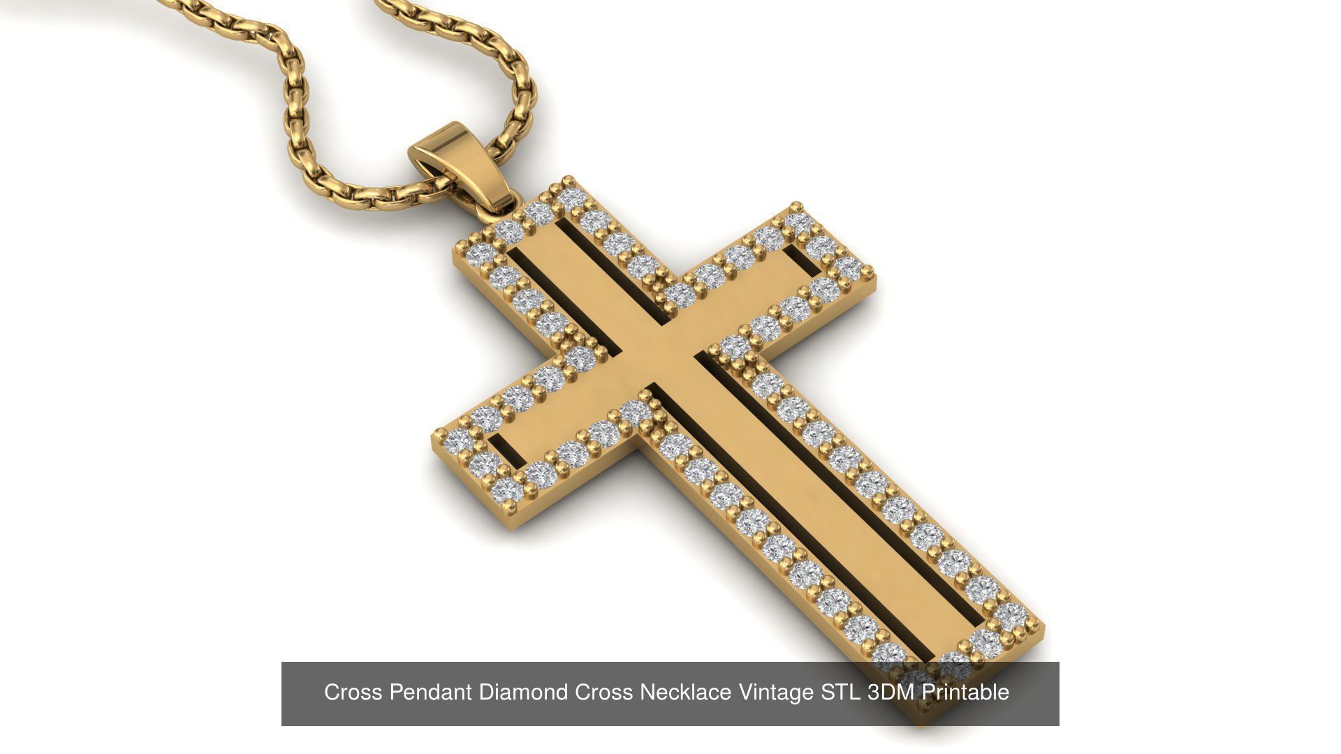 34 Cross Pendant Diamond Cross Necklace Vintage STL 3DM 3D Model Collection_13