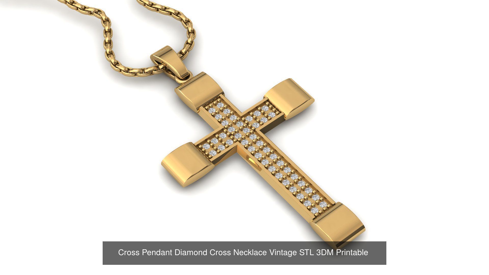 34 Cross Pendant Diamond Cross Necklace Vintage STL 3DM 3D Model Collection_36