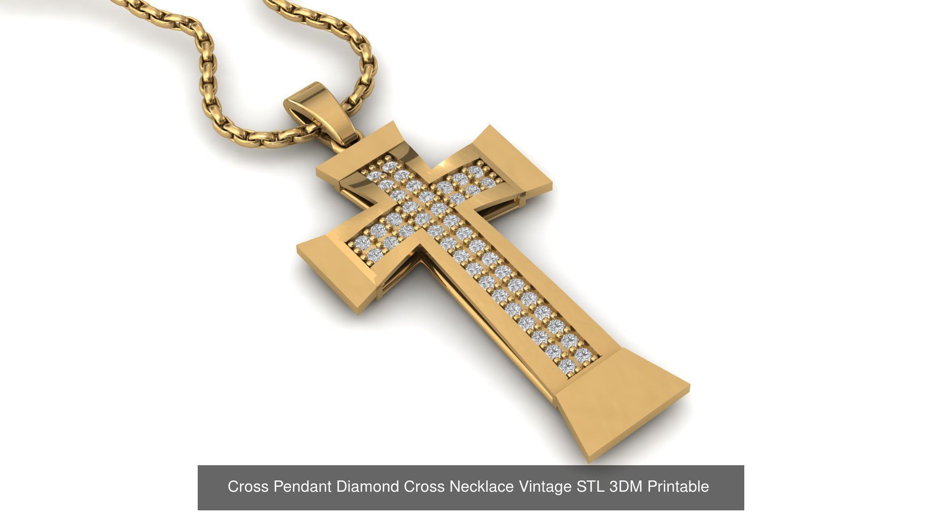 34 Cross Pendant Diamond Cross Necklace Vintage STL 3DM 3D Model Collection_8