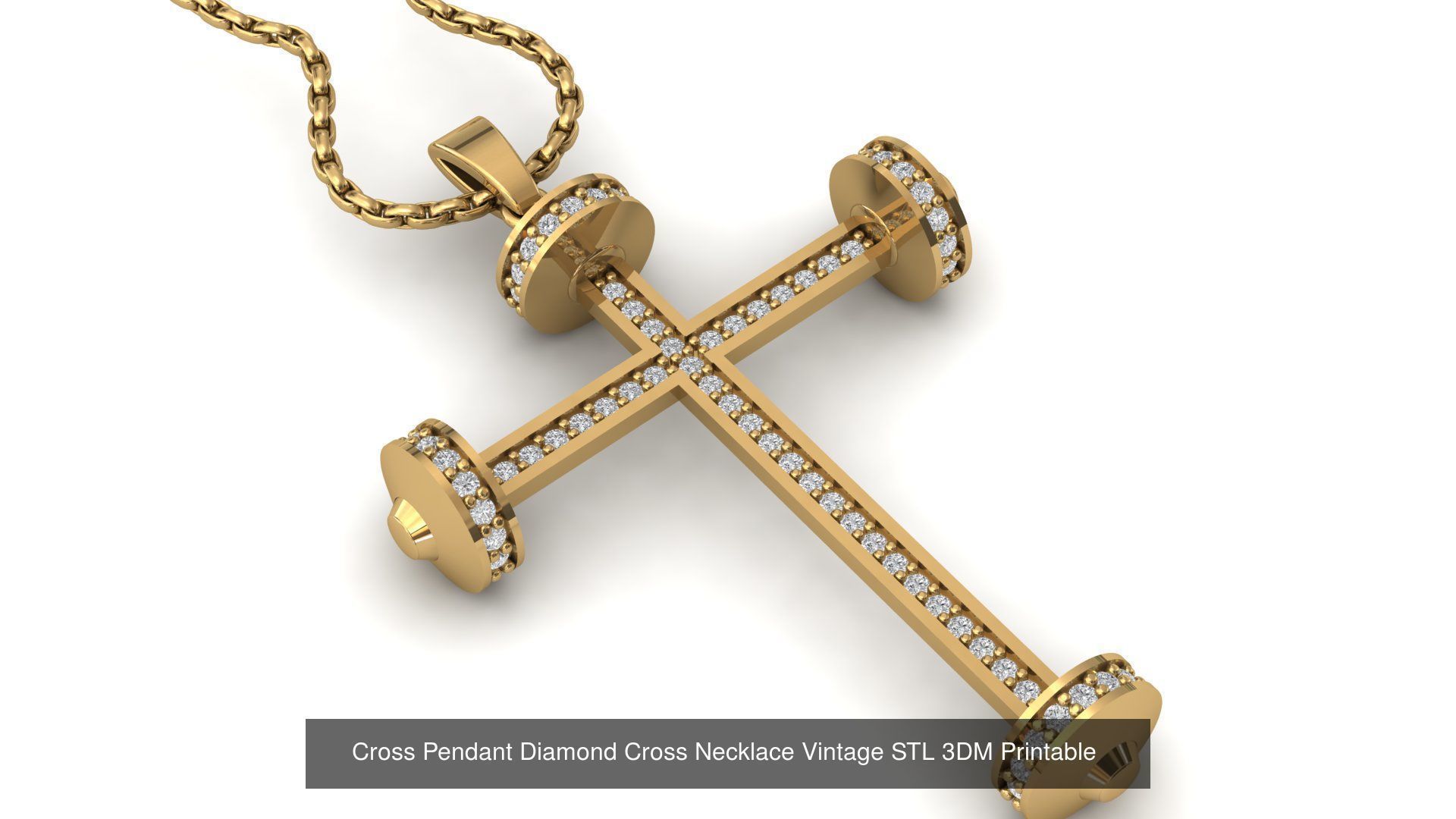 34 Cross Pendant Diamond Cross Necklace Vintage STL 3DM 3D Model Collection_21
